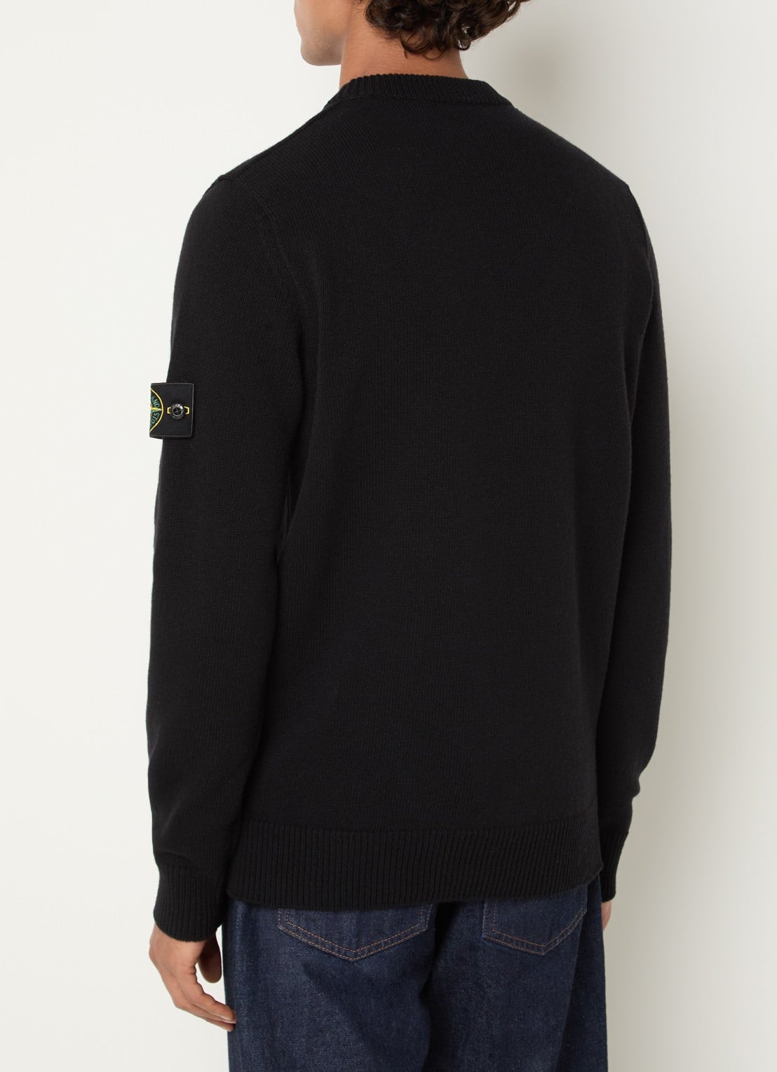 Stone Island 5100072 Fijngebreide trui in wolblend met logo - achterkant zwart