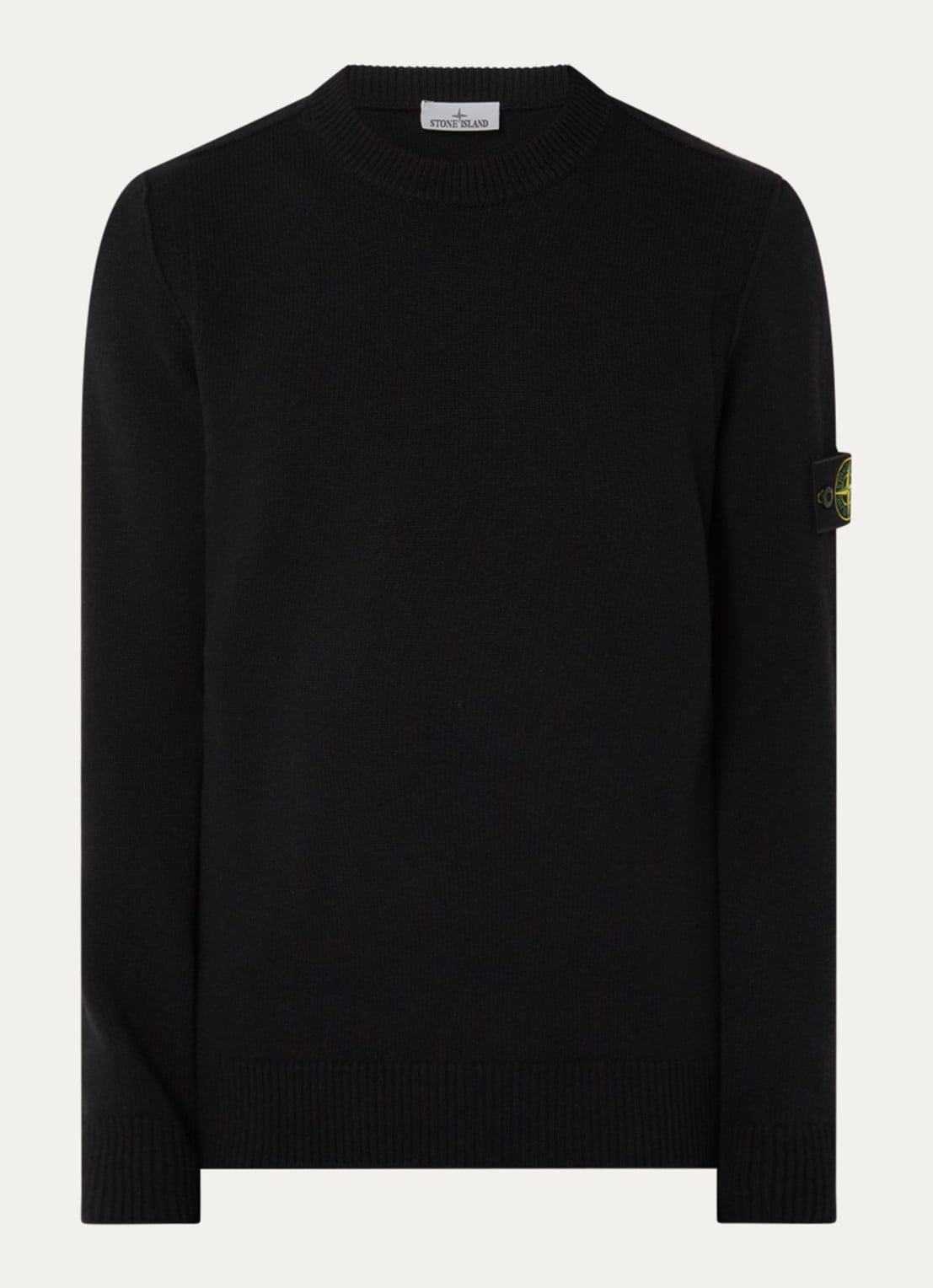 Stone Island 5100072 Fijngebreide trui in wolblend met logo - voorkant 2 zwart