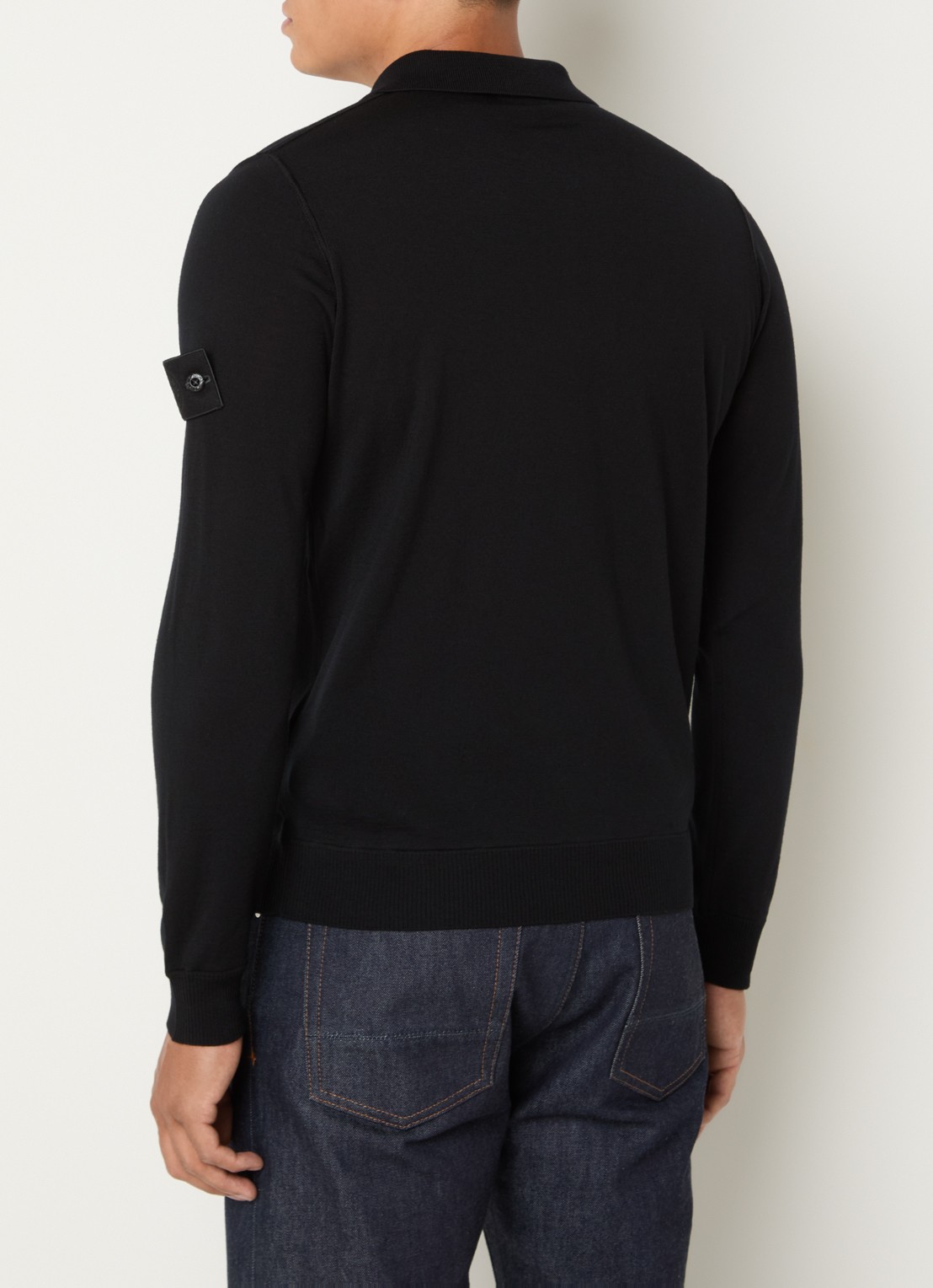 Stone Island 5100076 Regular fit polo van scheerwol - achterkant 3 zwart