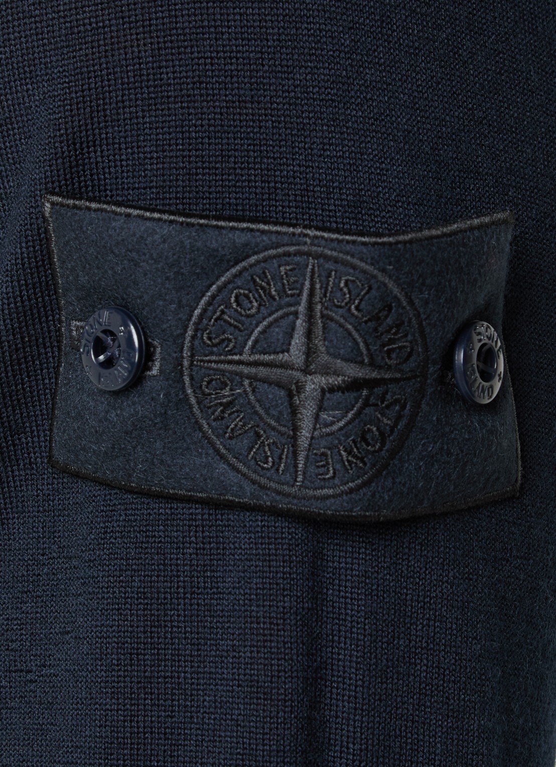 Stone Island 5100076 Regular fit polo van scheerwol - detail 2 donkerblauw