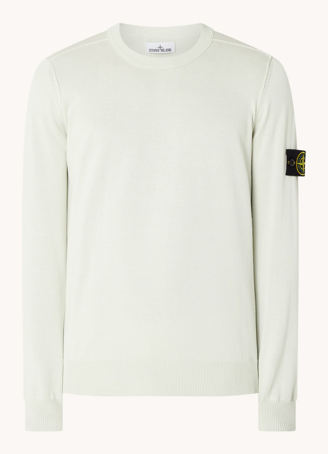 Stone Island 540B2 Fijngebreide trui met logo - voorkant 3 lichtgroen
