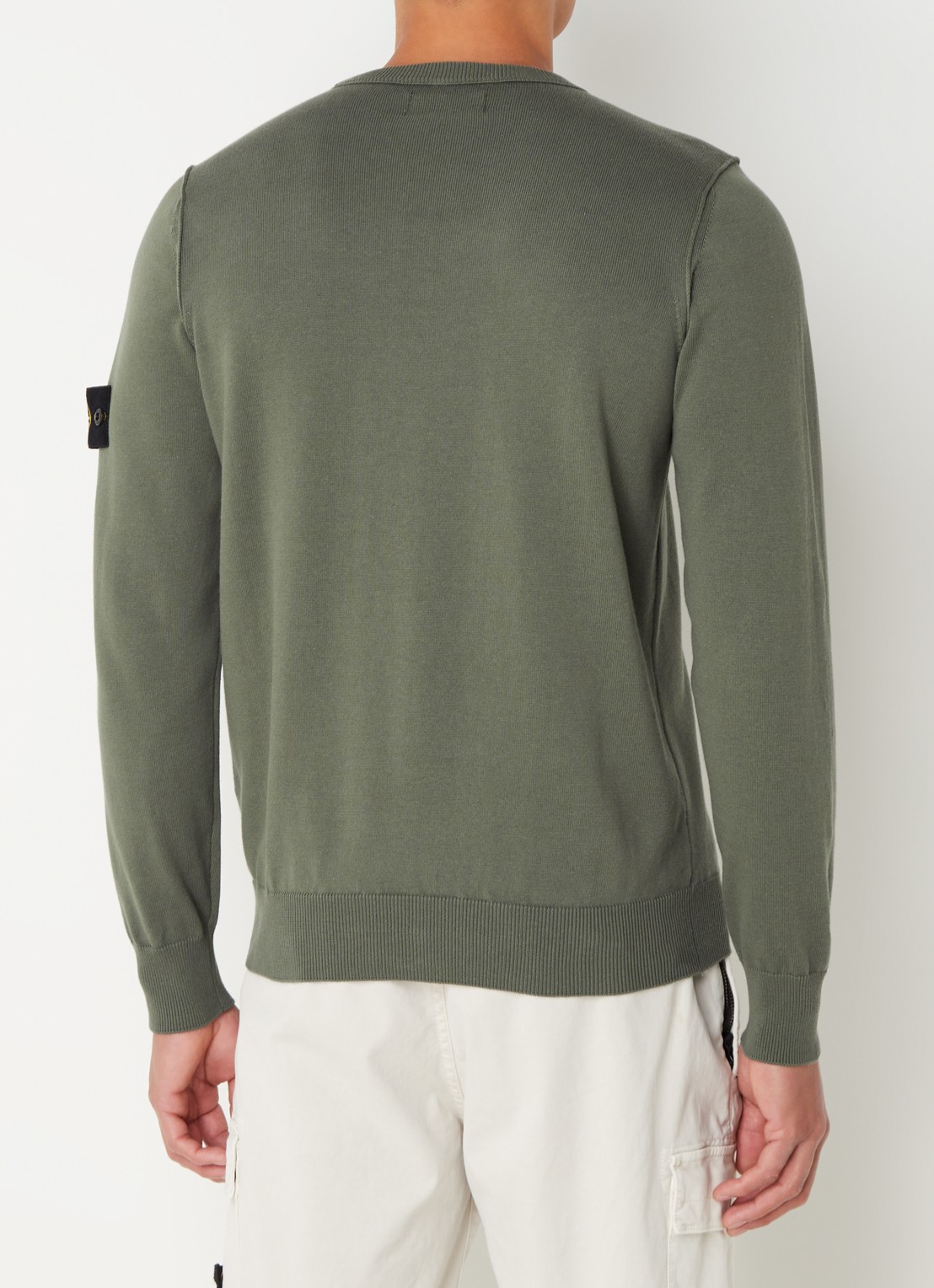 Stone Island 540B2 Fijngebreide trui met logo - achterkant 5 legergroen
