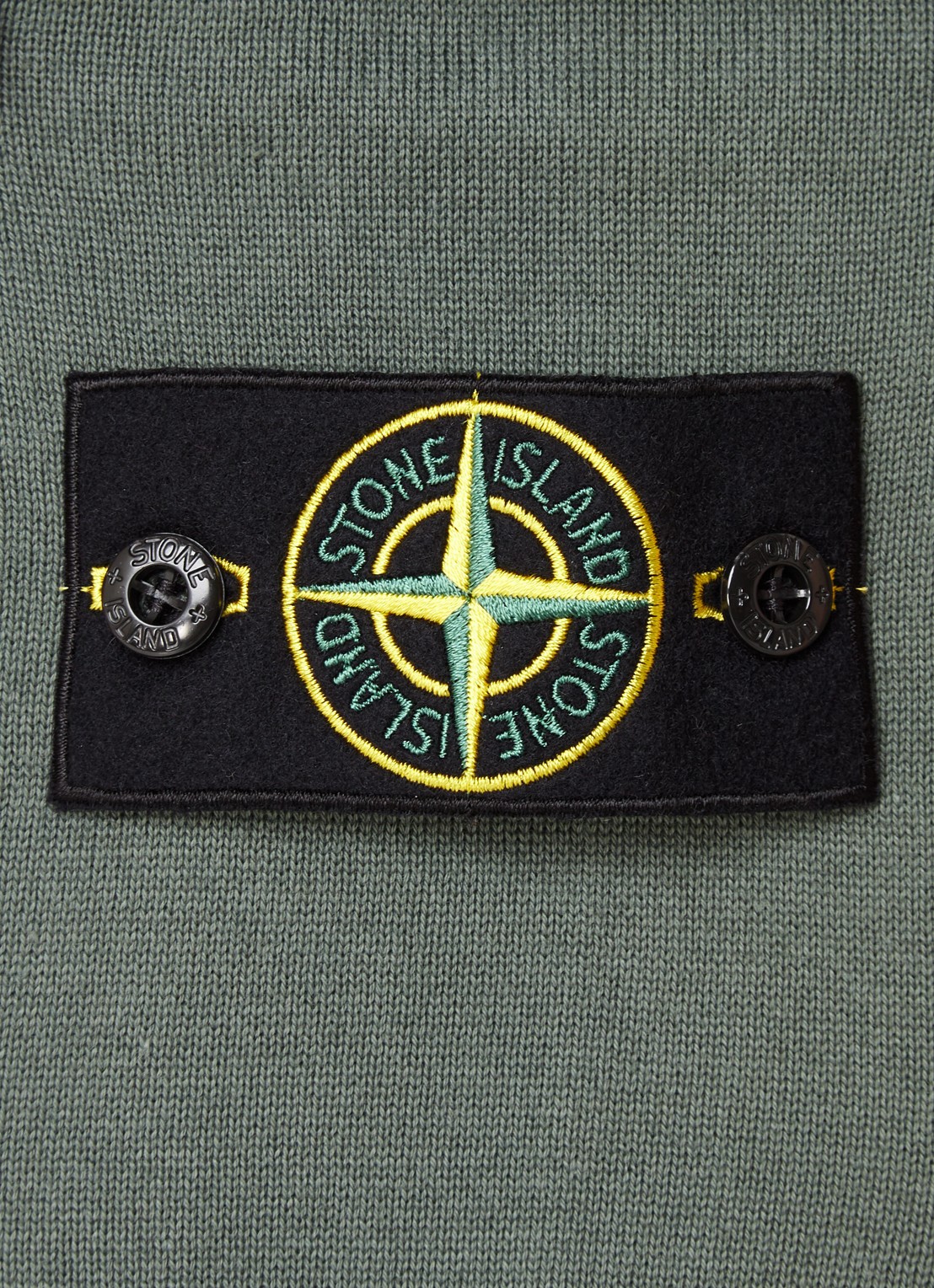 Stone Island 540B2 Fijngebreide trui met logo - detail 2 legergroen