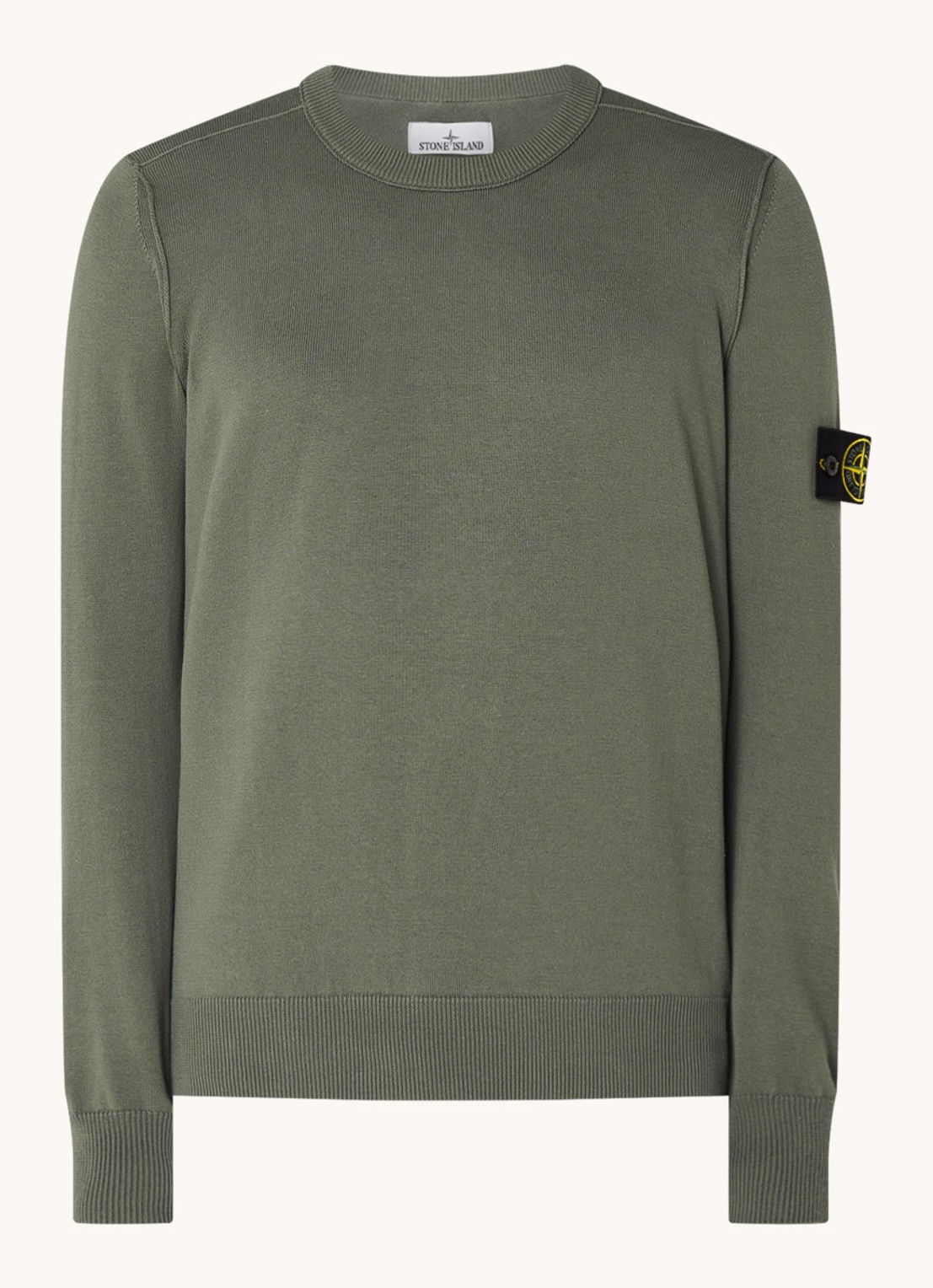 Stone Island 540B2 Fijngebreide trui met logo - voorkant 3 legergroen