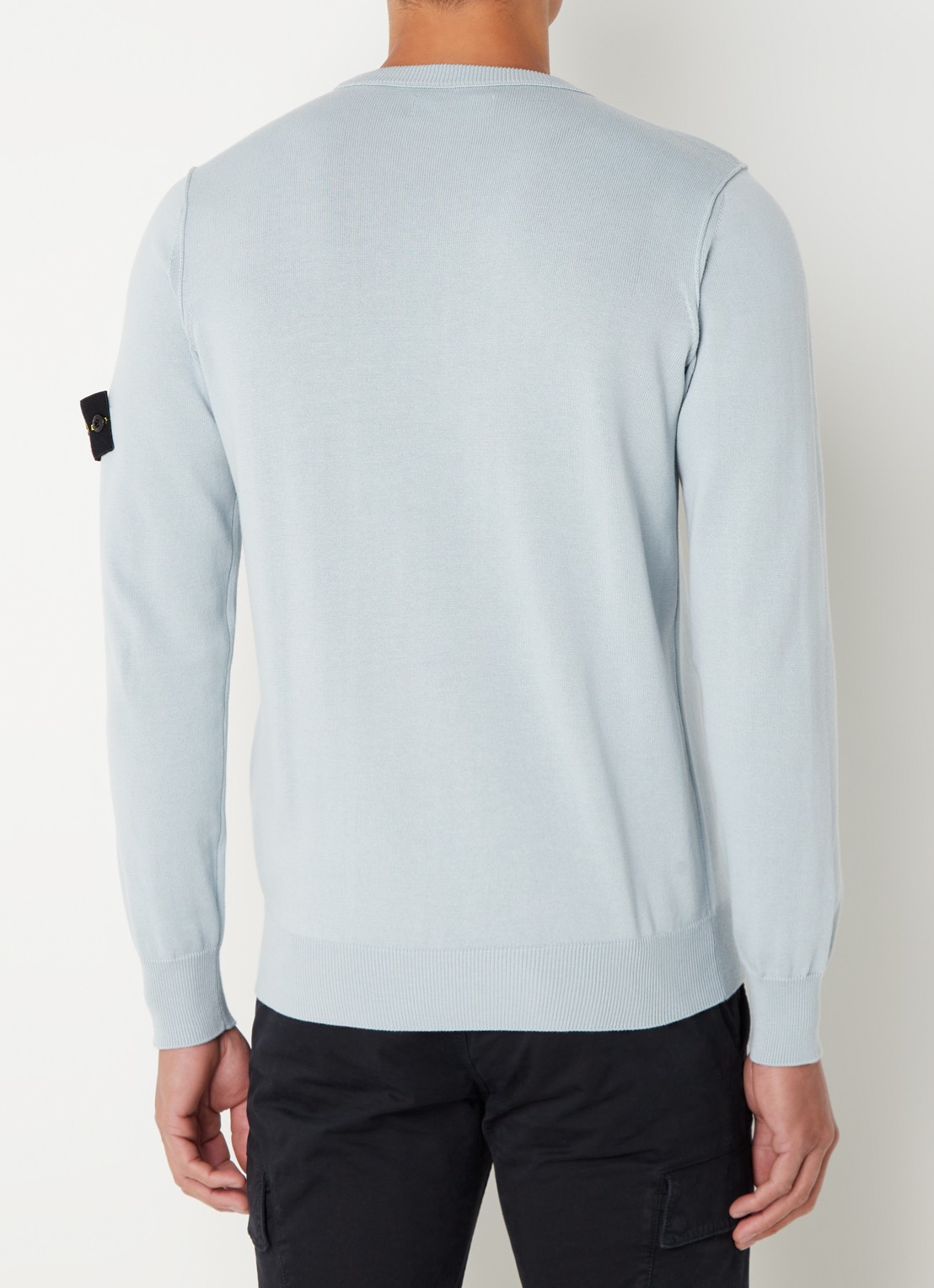 Stone Island 540B2 Fijngebreide trui met logo - achterkant 5 lichtblauw