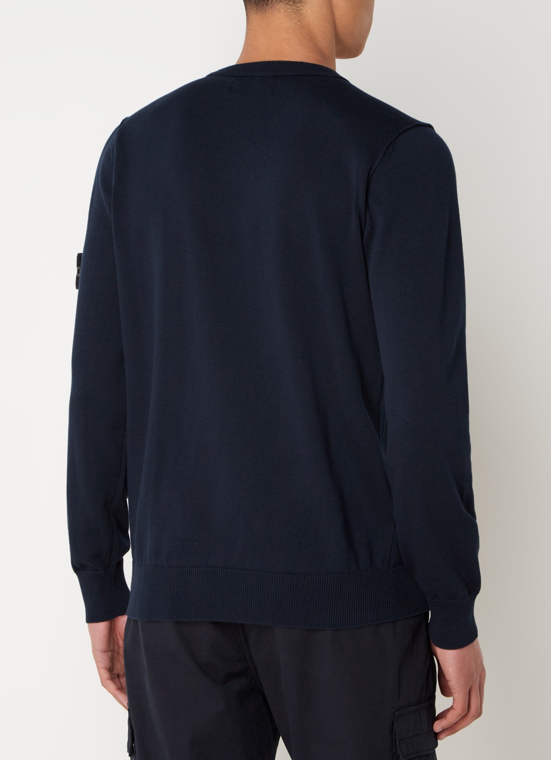 Stone Island 540B2 Fijngebreide trui met logo - achterkant donkerblauw