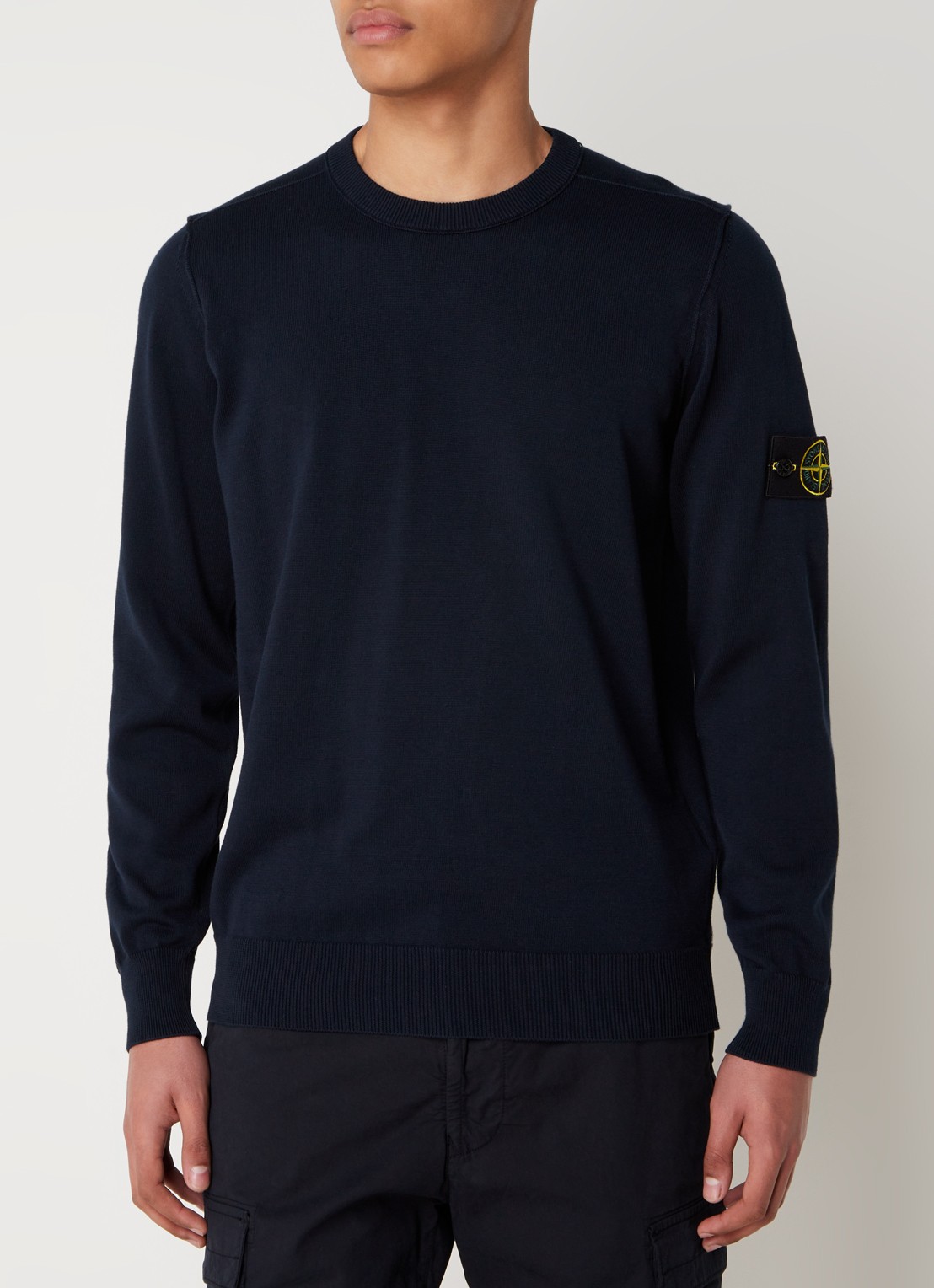 Stone Island 540B2 Fijngebreide trui met logo - detail 2 donkerblauw