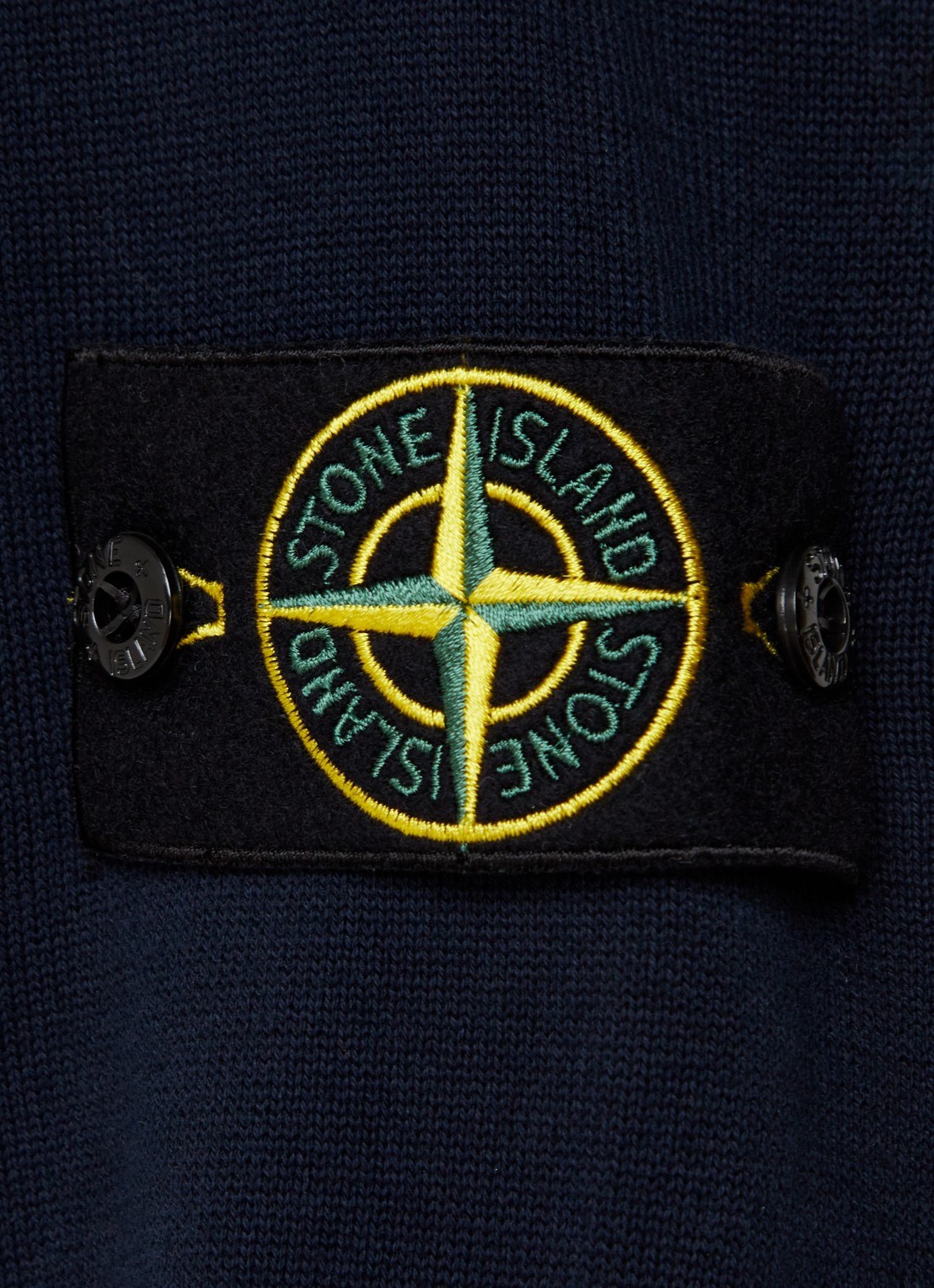 Stone Island 540B2 Fijngebreide trui met logo - detail 3 donkerblauw