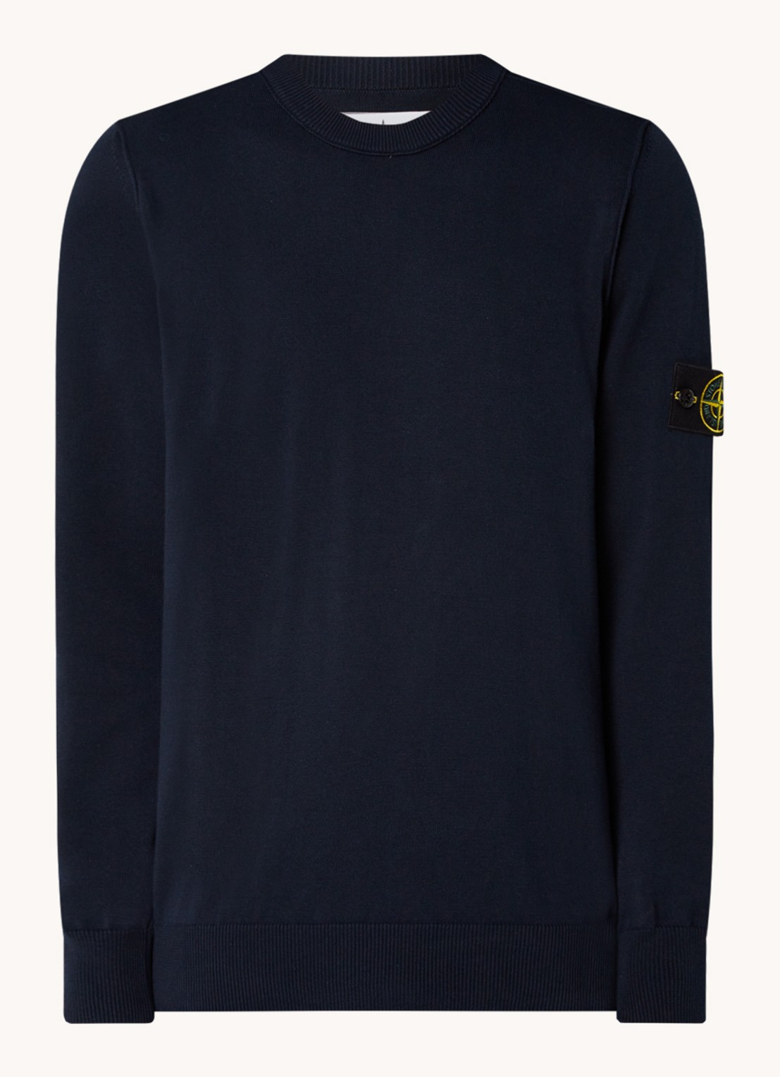 Stone Island 540B2 Fijngebreide trui met logo - voorkant 4 donkerblauw