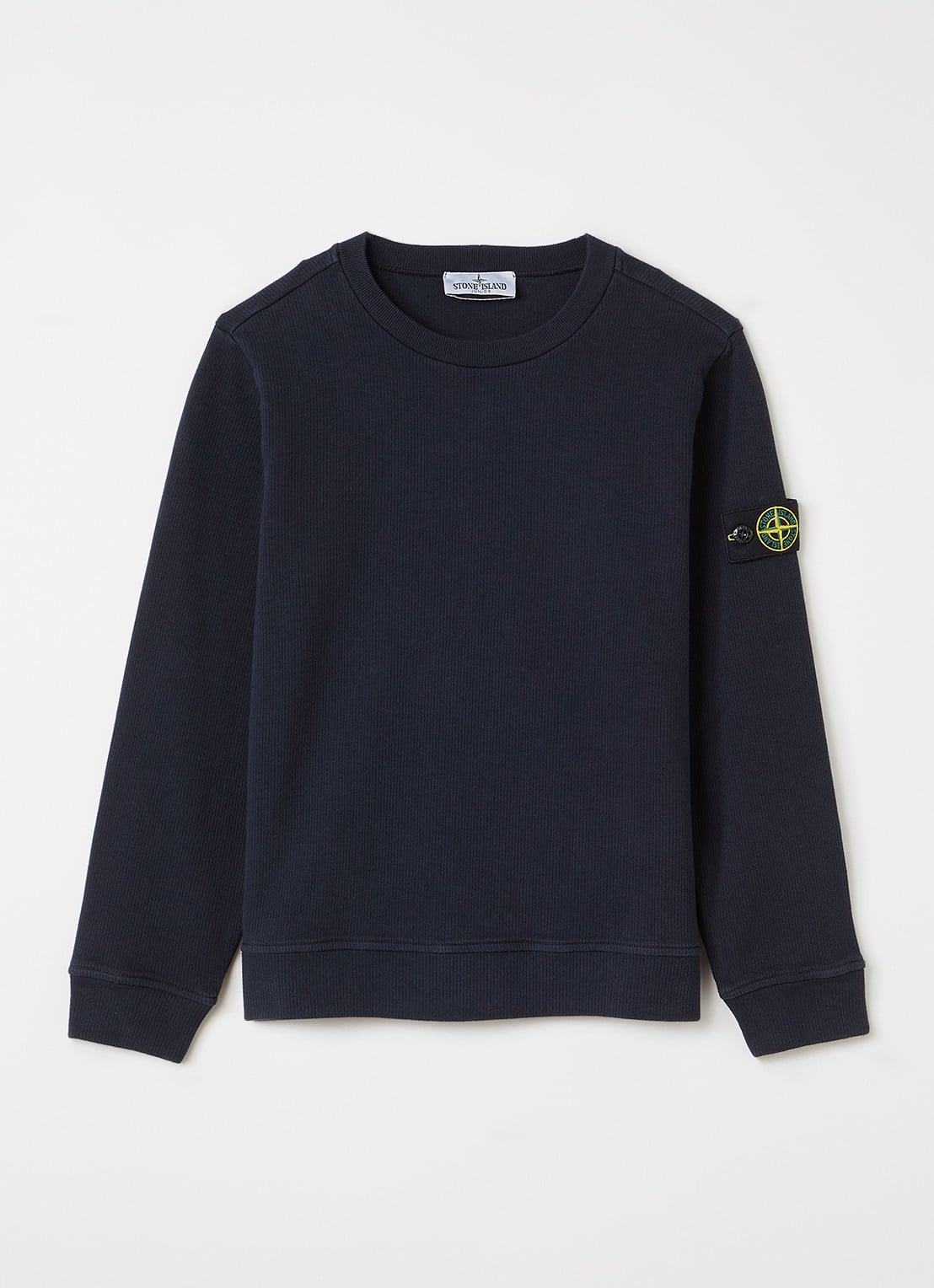 Stone Island 61000 sweater met ribstructuur - voorkant donkerblauw