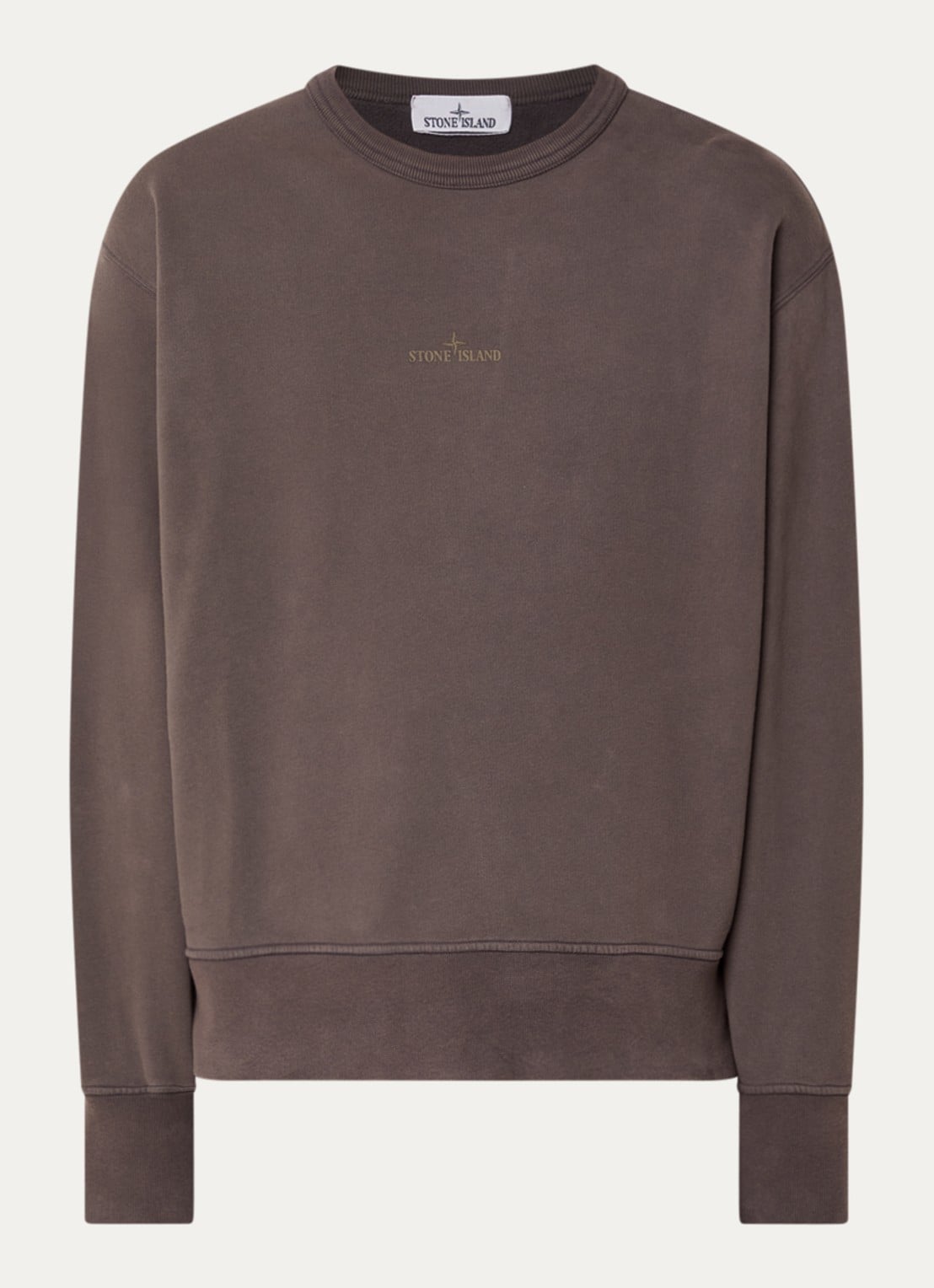 Stone Island 6100037 Sweater met logoprint - voorkant 3 lichtbruin