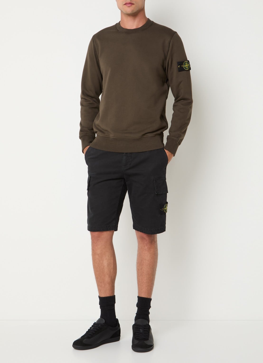 Stone Island 6100060 Sweater met logo - voorkant 5 grijs