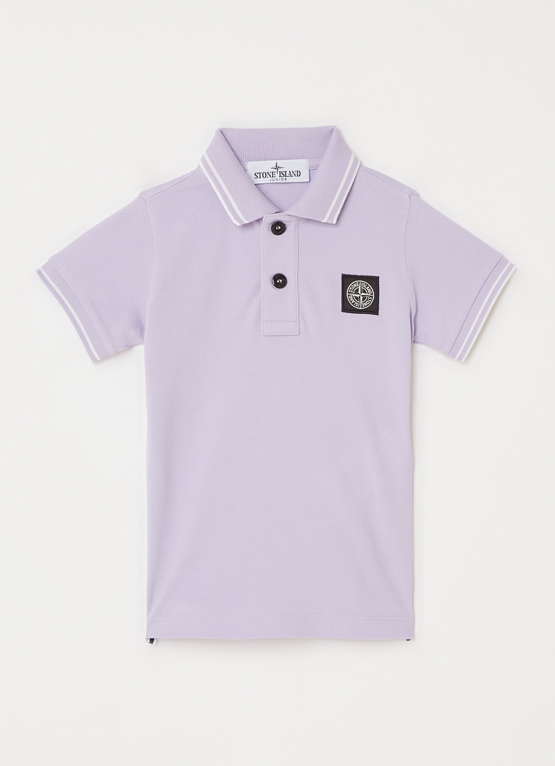 Stone Island 621348 polo van piqué katoen met logoborduring - voorkant lila