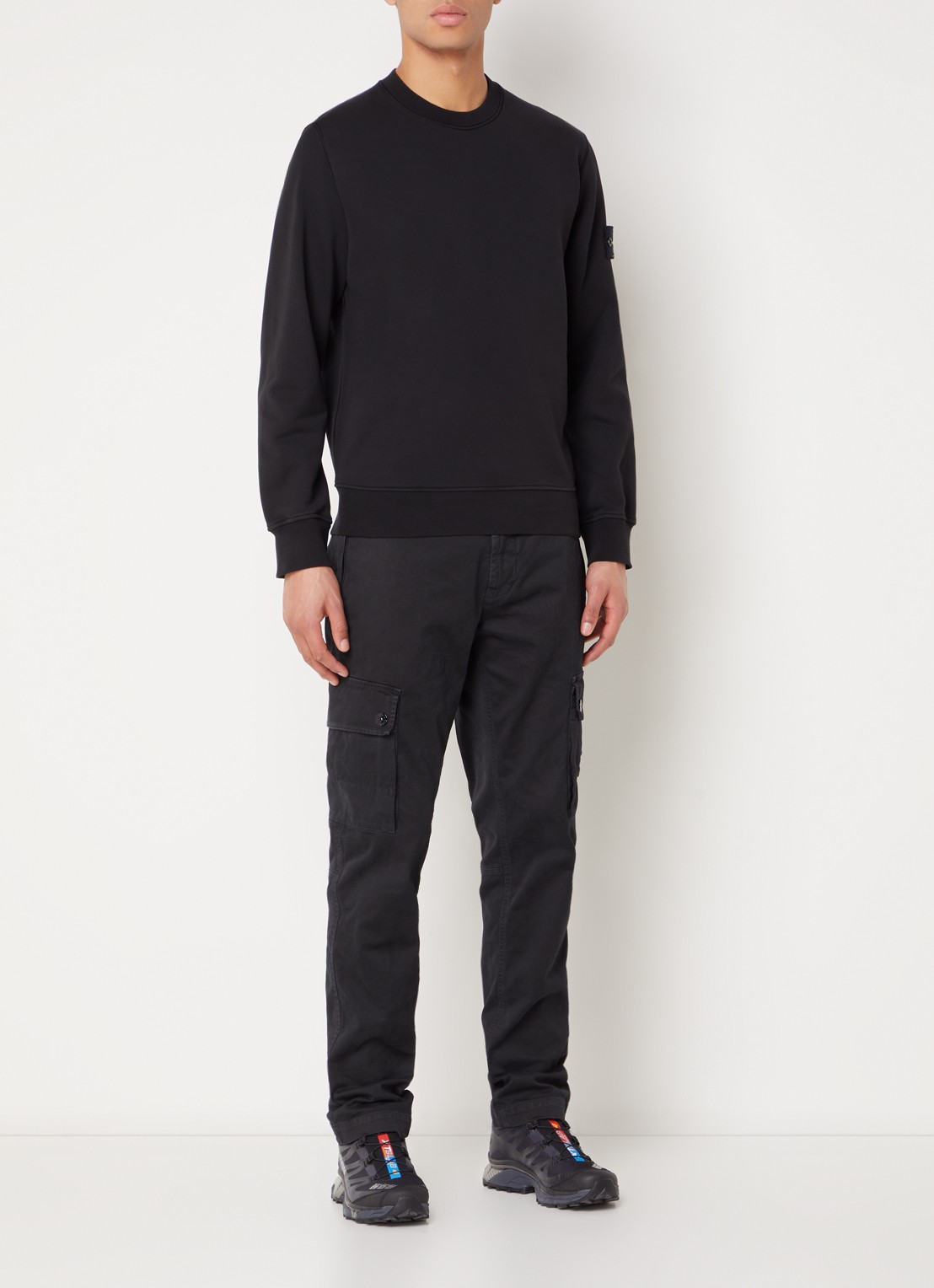 Stone Island 63051 sweater met logo - voorkant 5 zwart