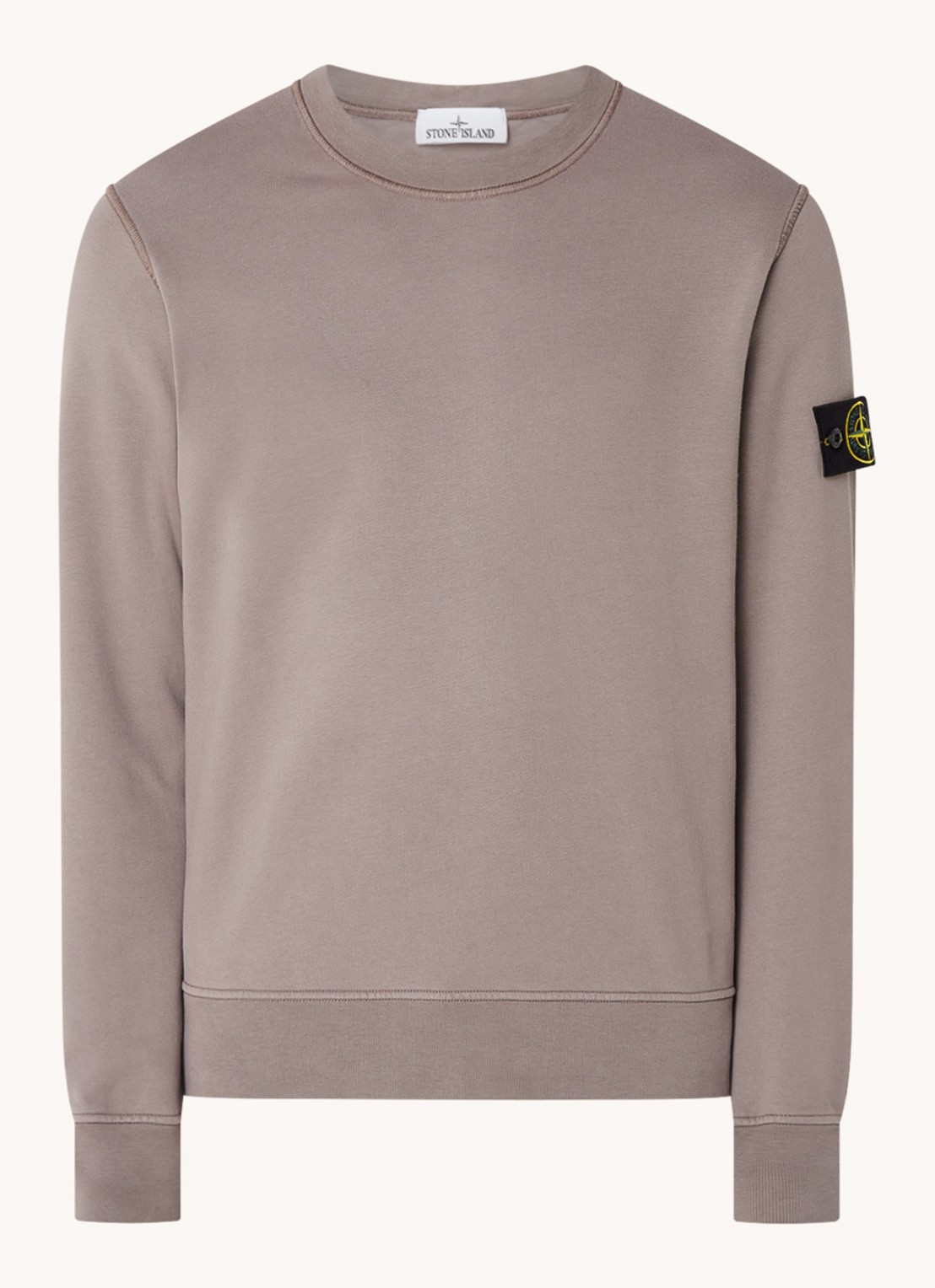 Stone Island 63051 sweater met logo - voorkant 2 lichtbruin
