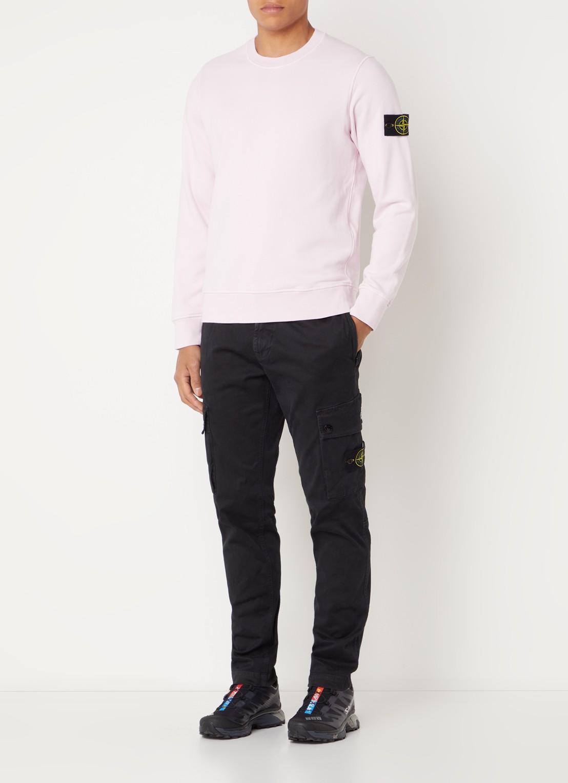 Stone Island 63051 sweater met logo - voorkant 5 roze