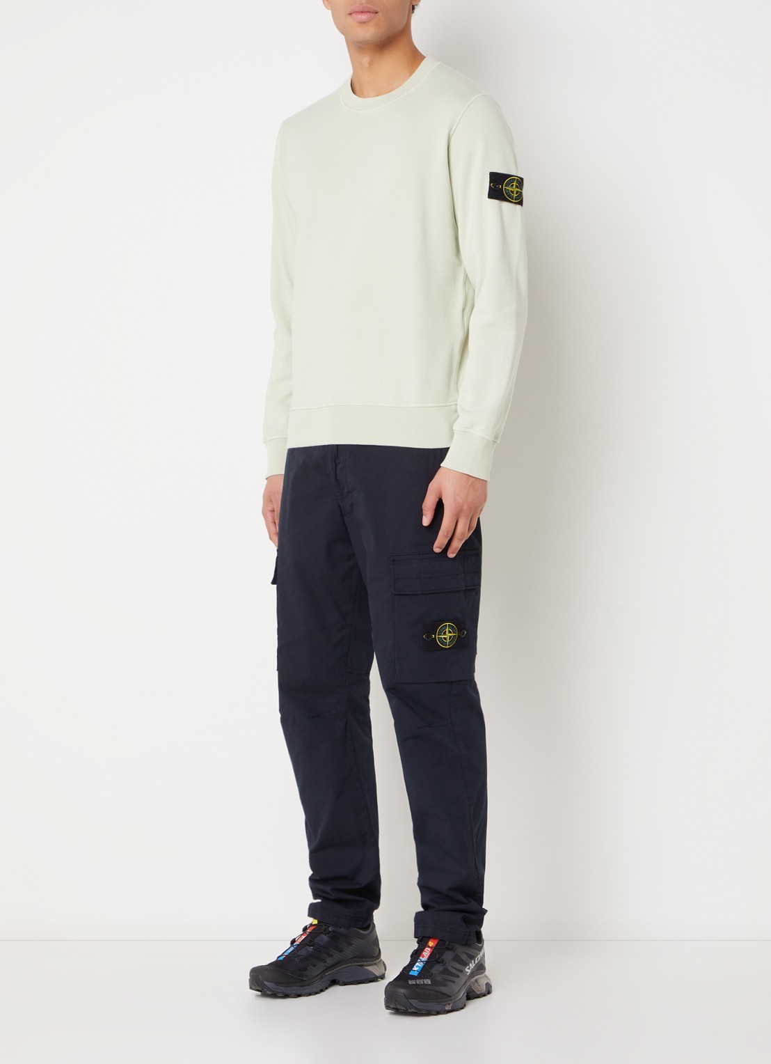 Stone Island 63051 sweater met logo - voorkant 5 lindegroen