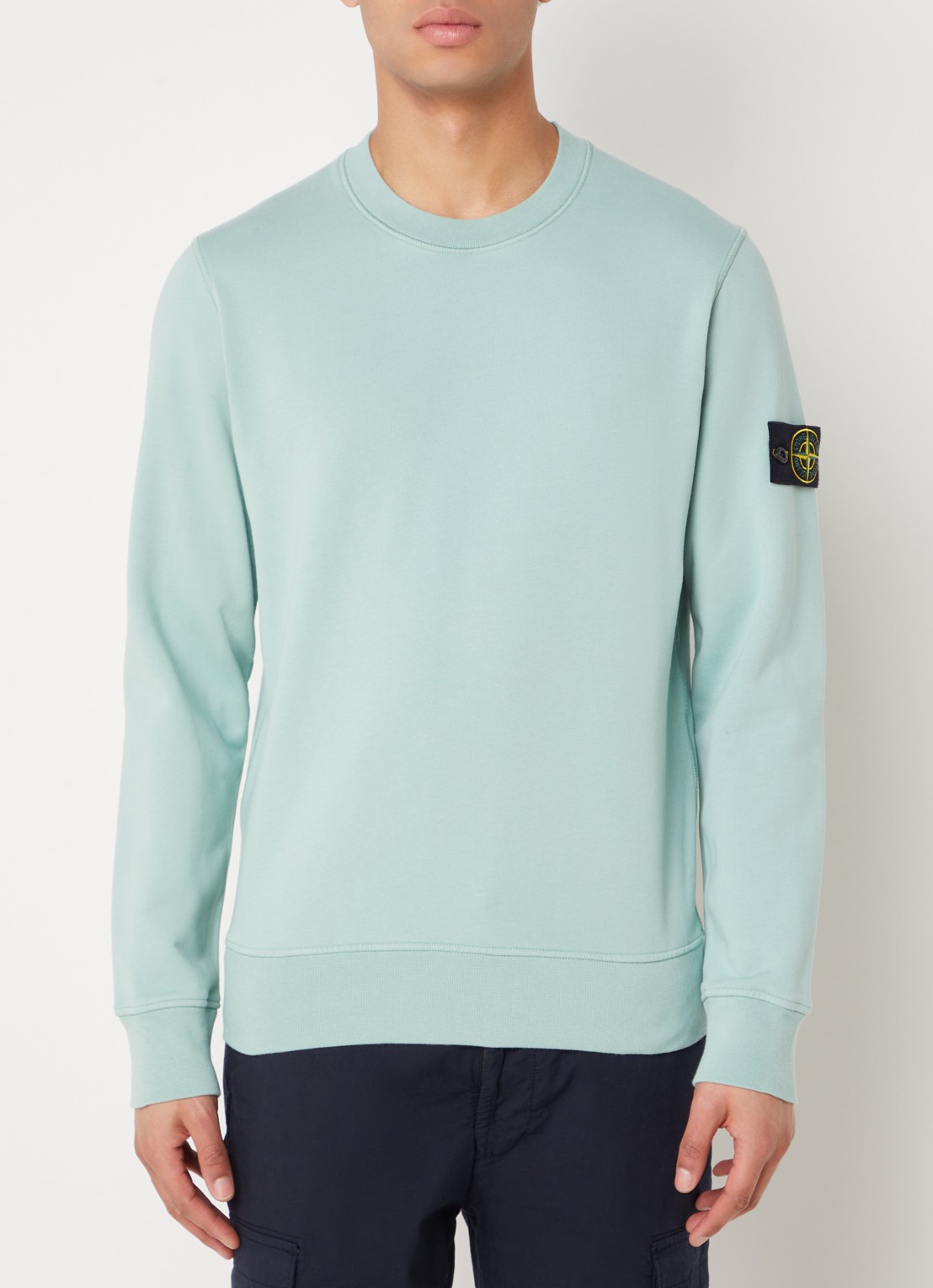 Stone Island 63051 sweater met logo - detail mint