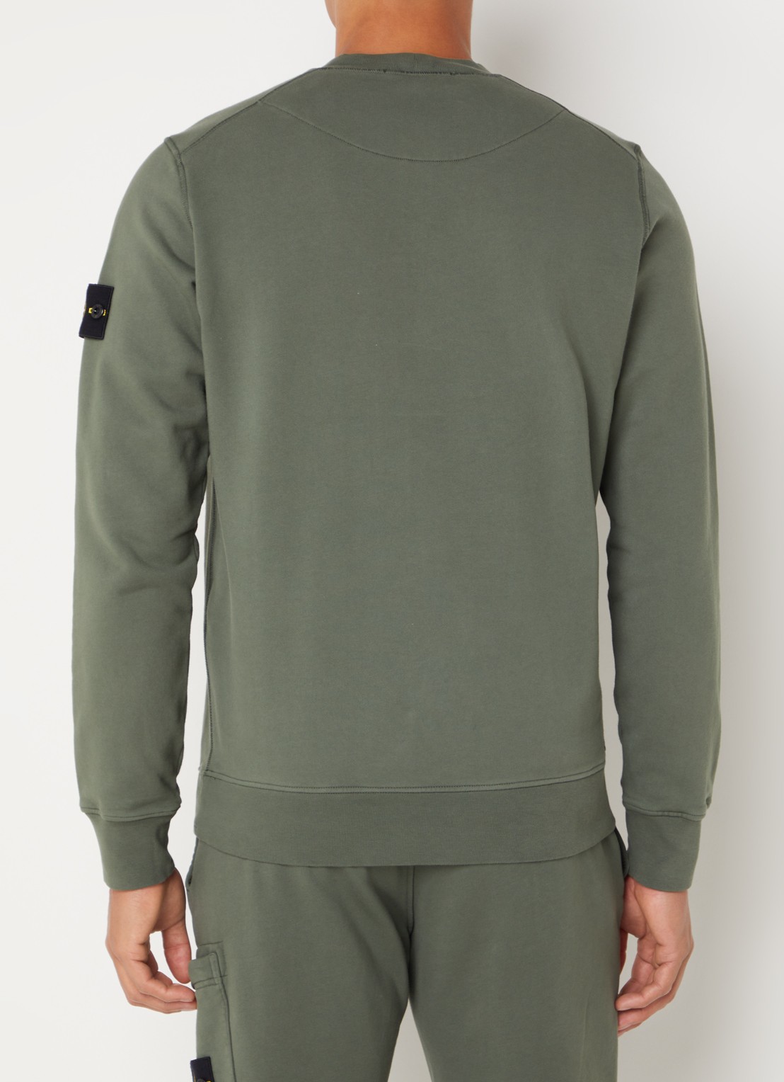 Stone Island 63051 sweater met logo - achterkant legergroen