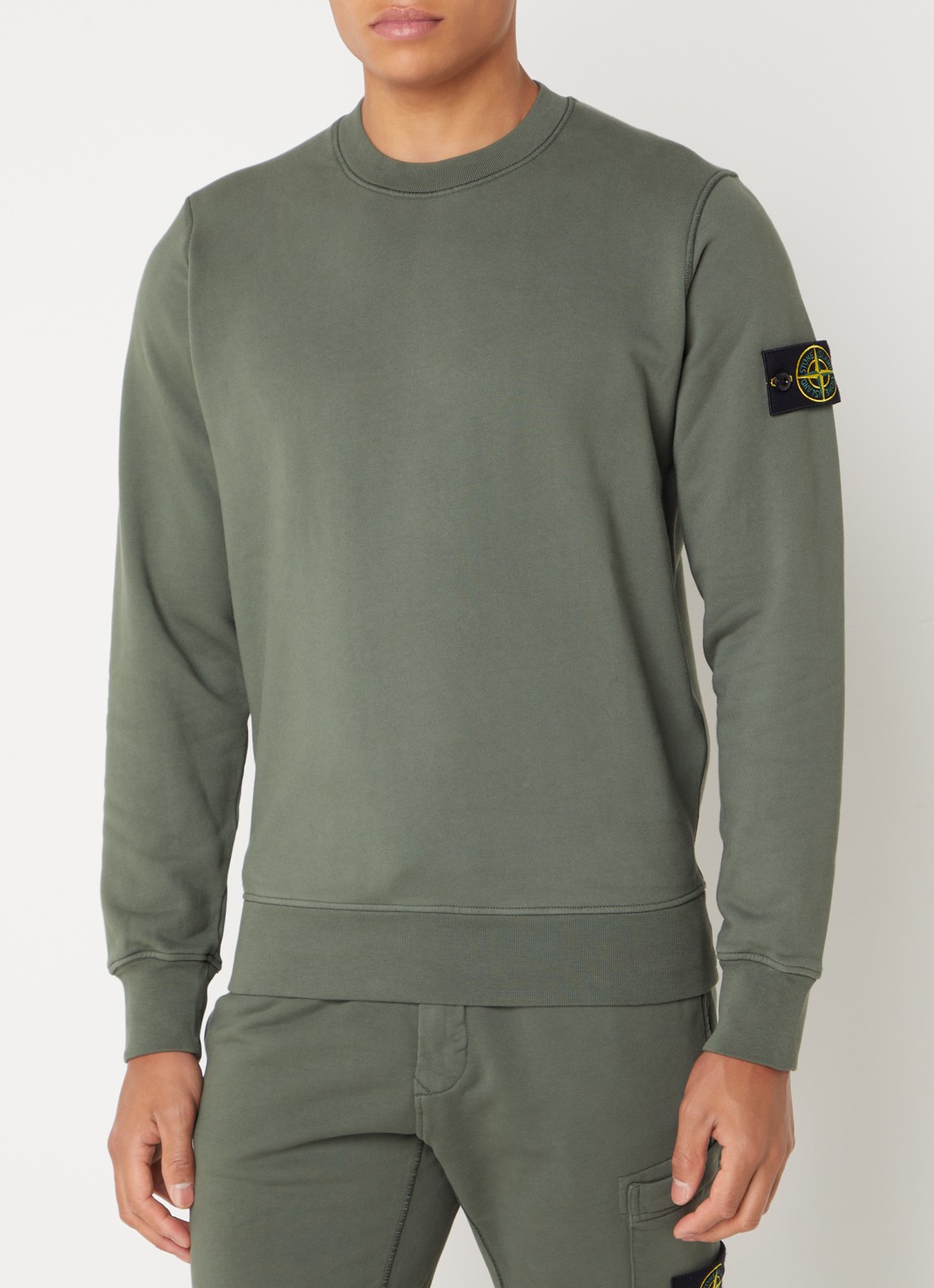 Stone Island 63051 sweater met logo - detail 4 legergroen