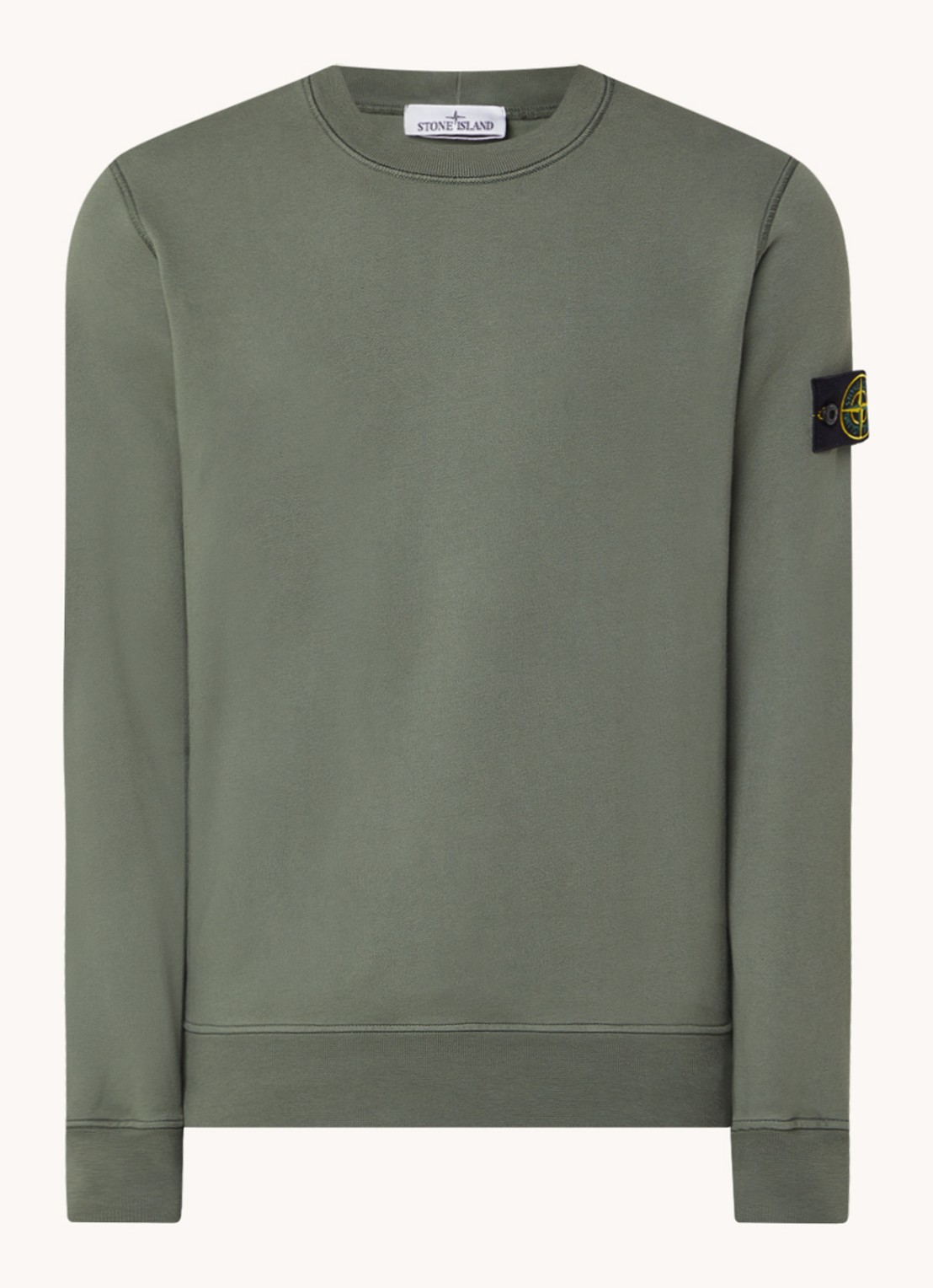 Stone Island 63051 sweater met logo - voorkant 2 legergroen