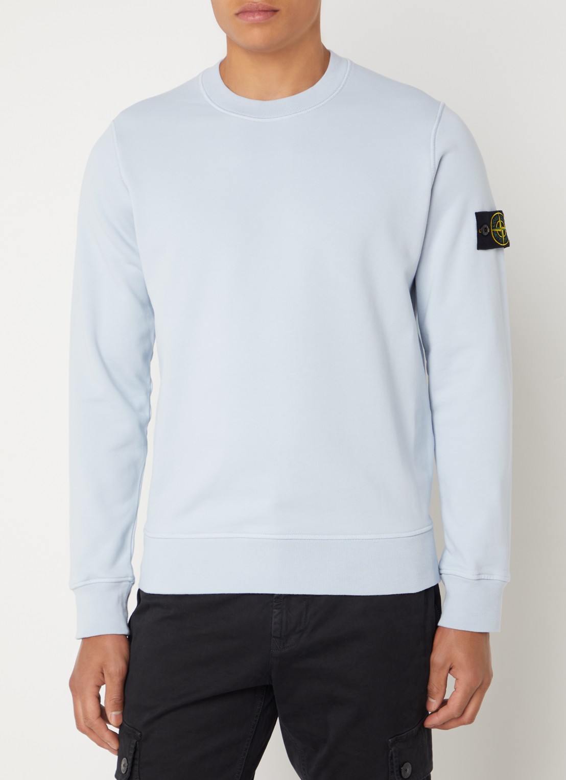 Stone Island 63051 sweater met logo - detail lichtblauw