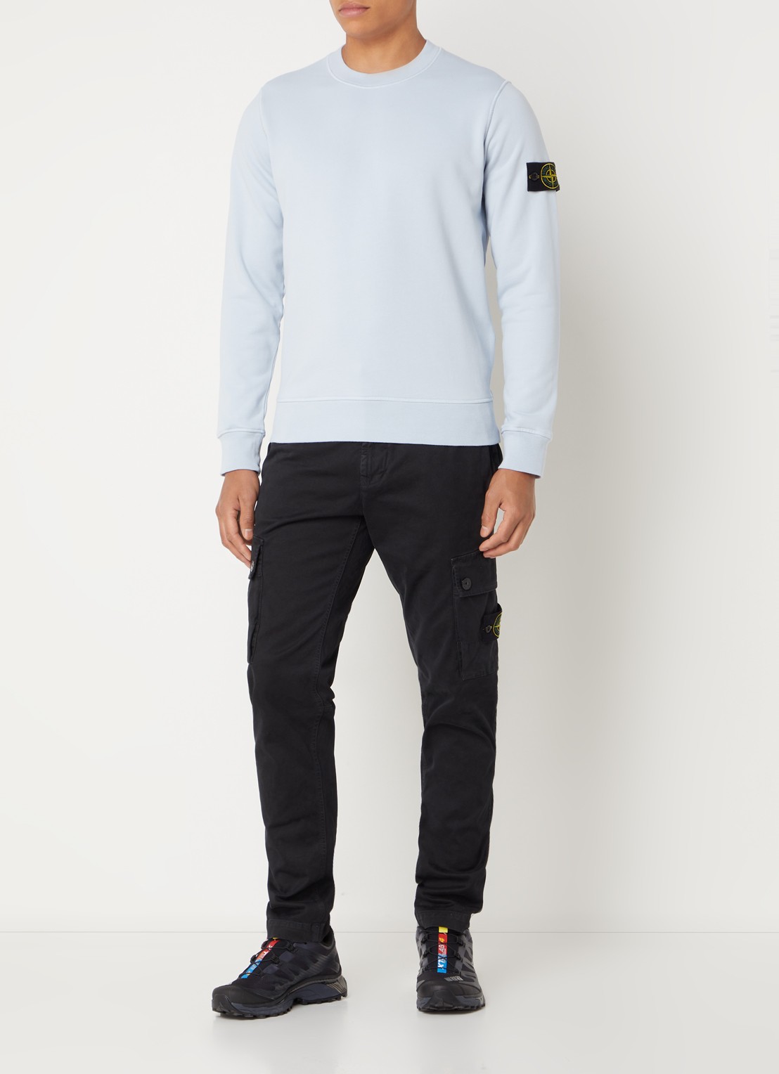 Stone Island 63051 sweater met logo - voorkant 5 lichtblauw