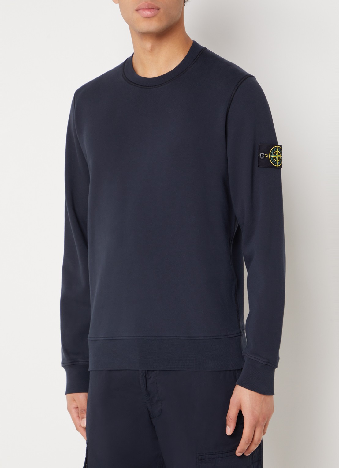 Stone Island 63051 sweater met logo - detail donkerblauw