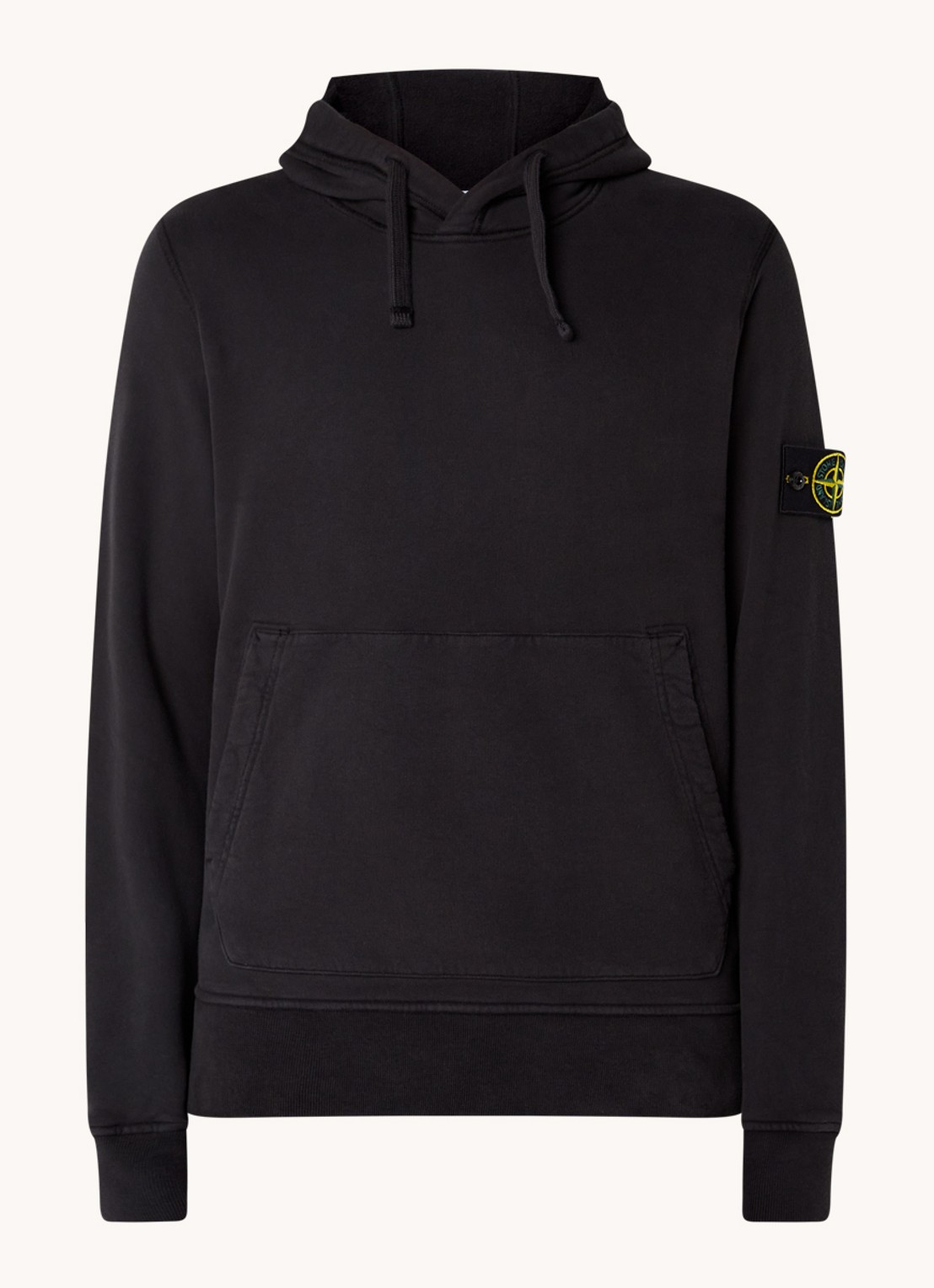 Stone Island 64120 Hoodie met logo - voorkant 3 zwart