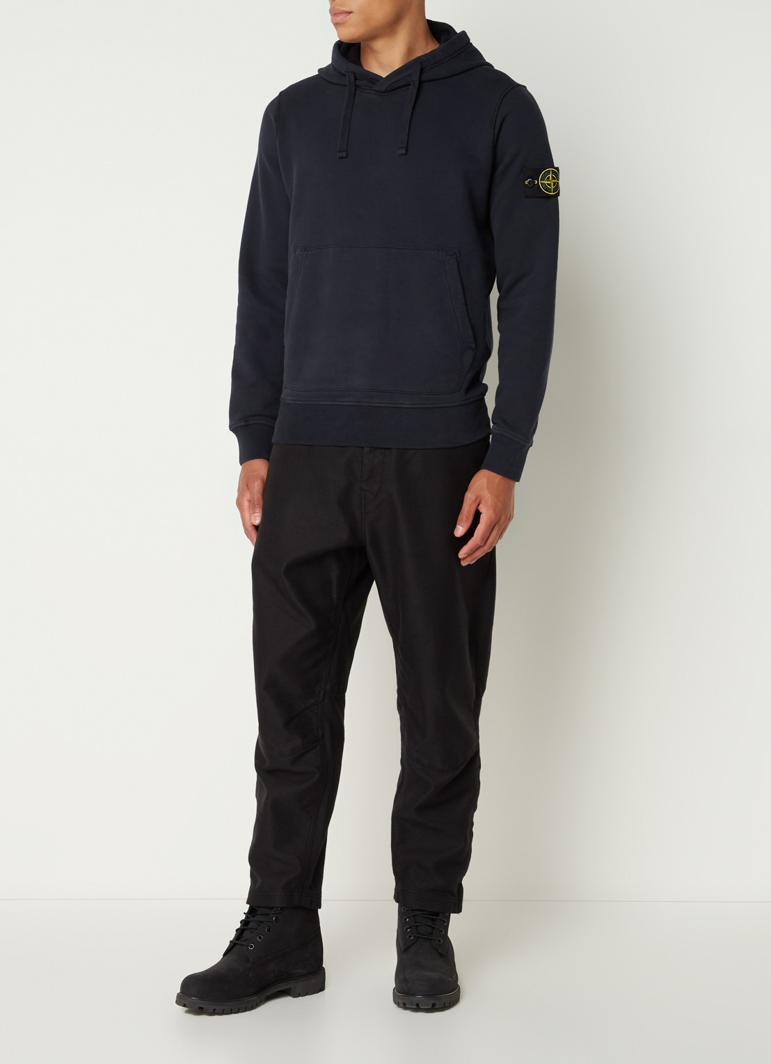 Stone Island 64120 Hoodie met logo - voorkant 4 donkerblauw