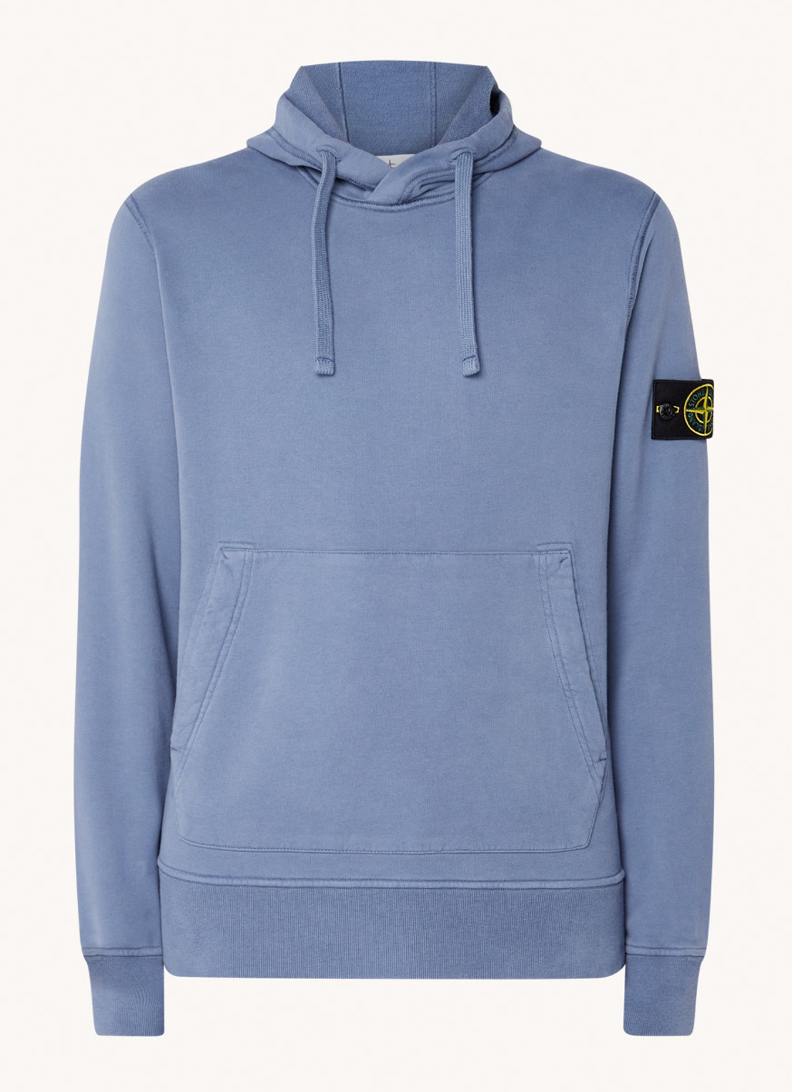 Stone Island 64120 Hoodie met logo - voorkant 3 staalblauw