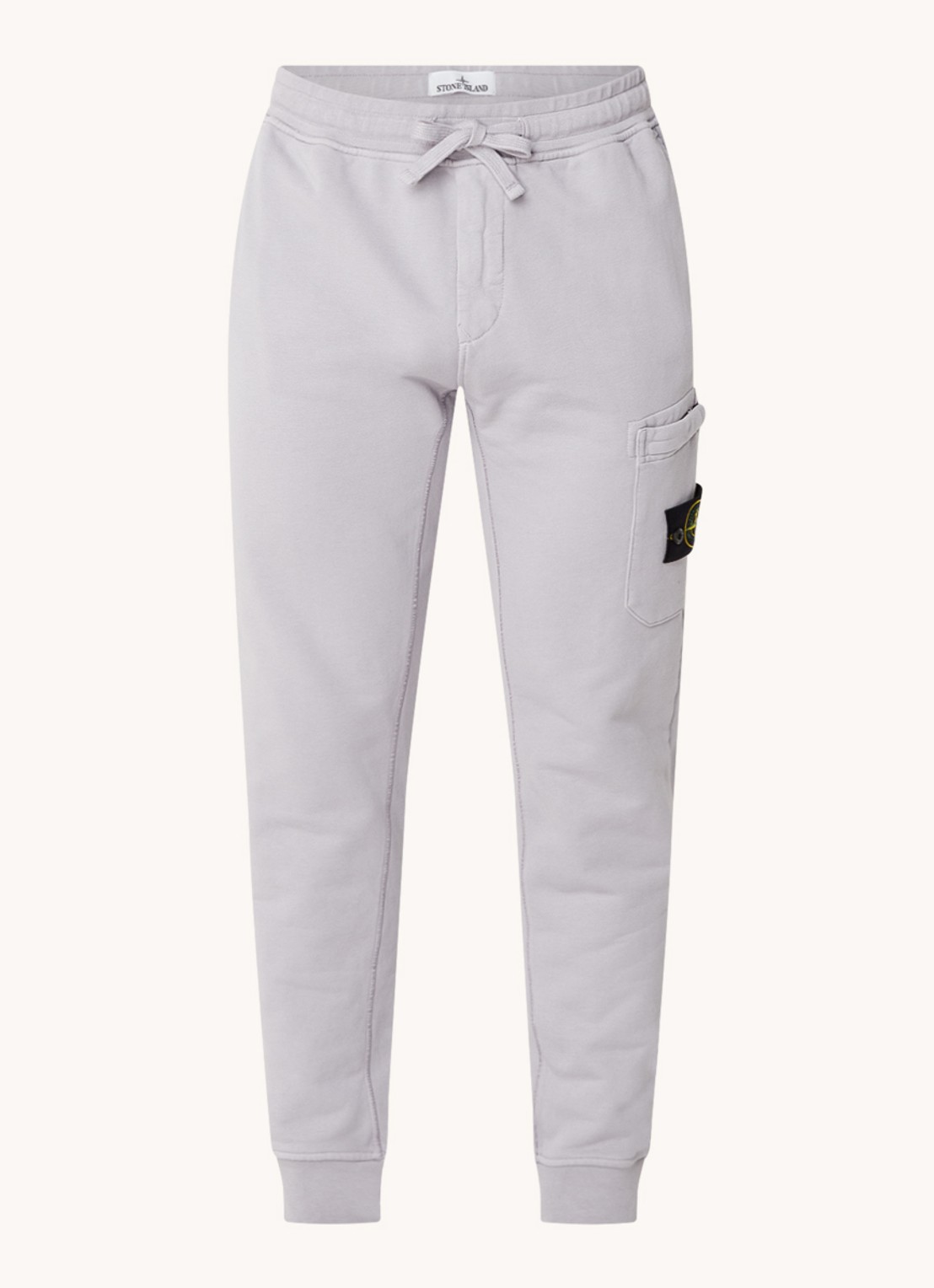 Stone Island 64551 tapered fit joggingbroek met steekzakken en logo - voorkant 5 lichtgrijs