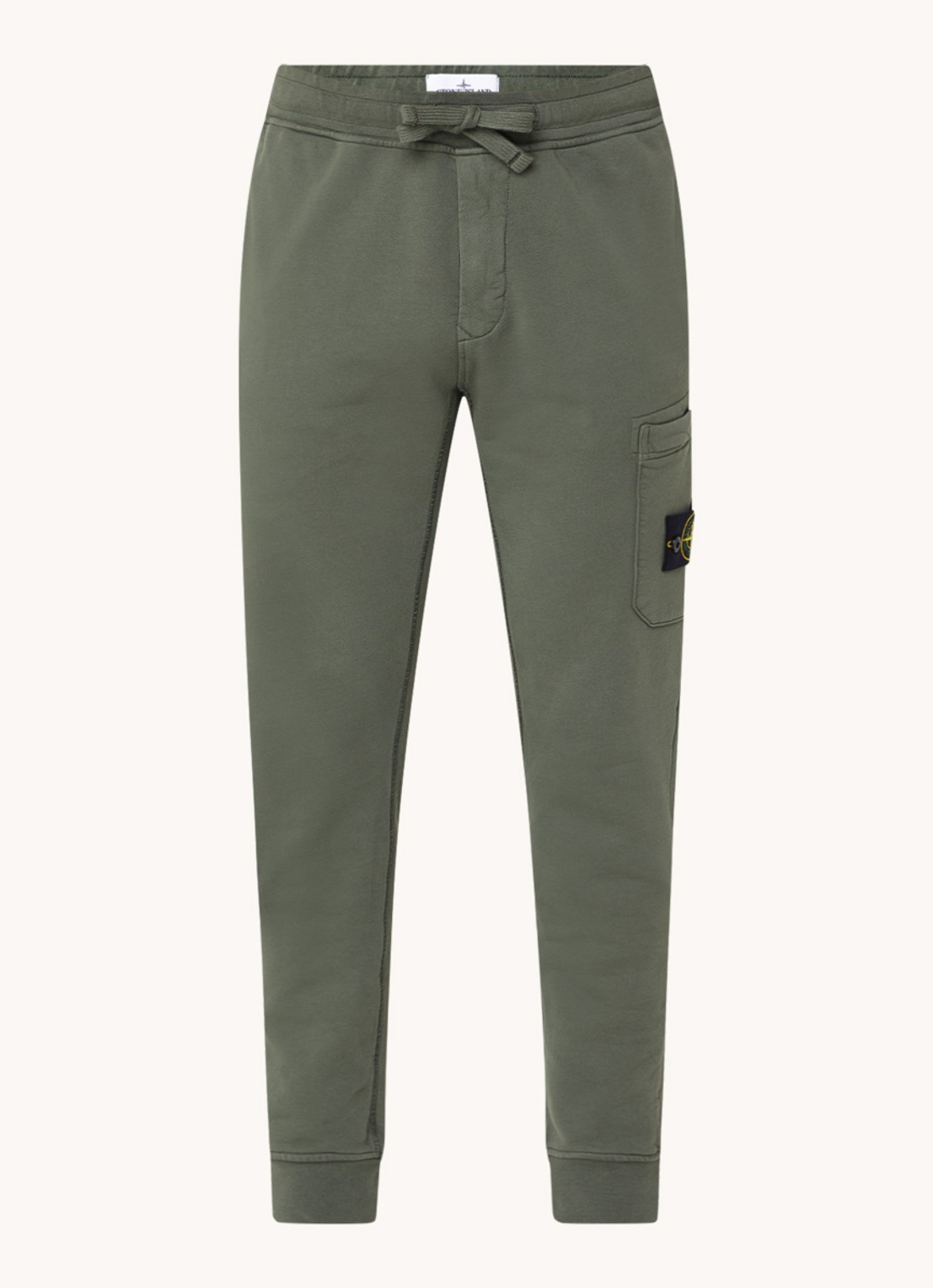 Stone Island 64551 tapered fit joggingbroek met steekzakken en logo - voorkant 4 legergroen
