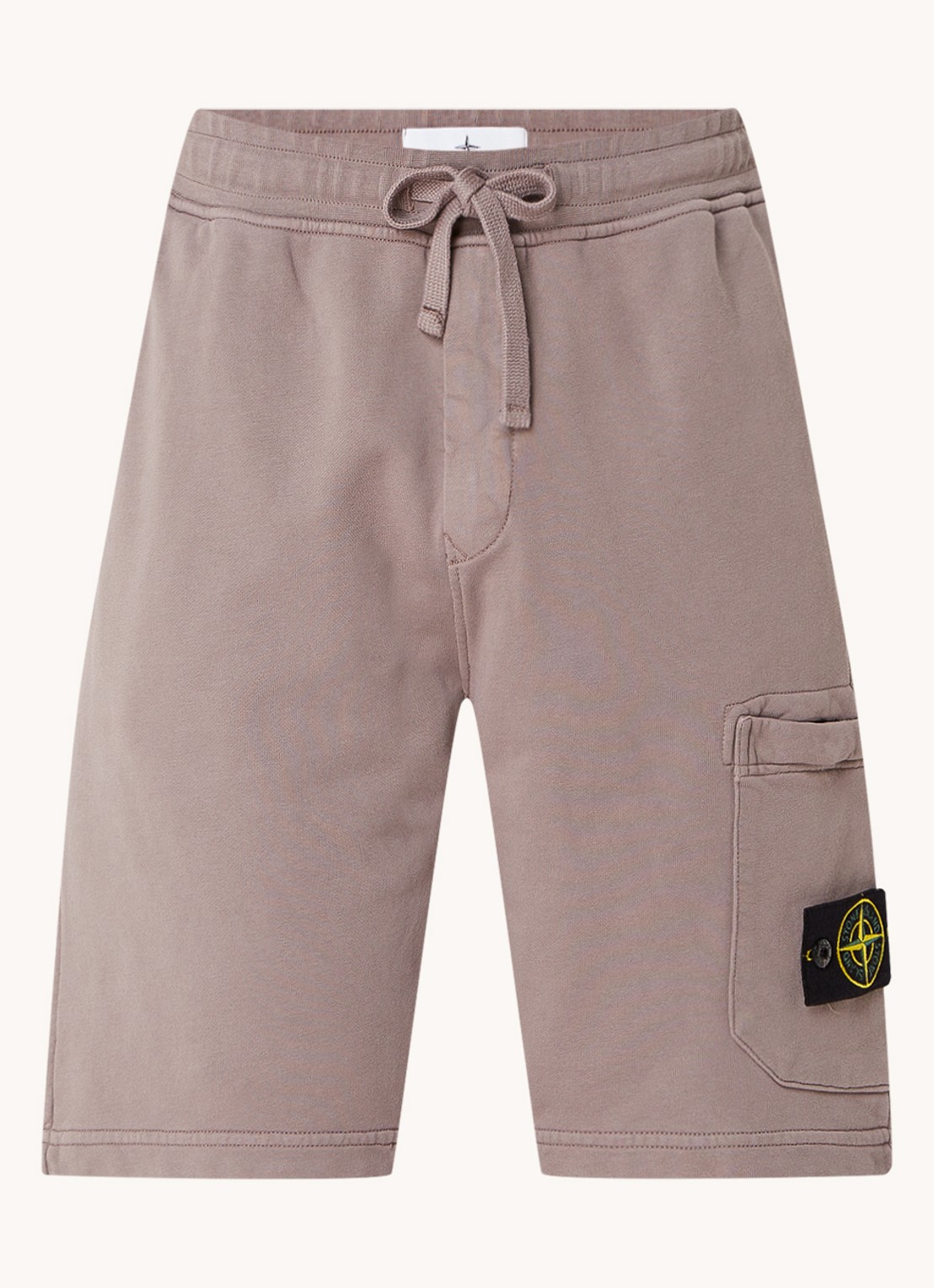 Stone Island 64651 straight fit korte joggingbroek met logo                                   - voorkant 3 taupe