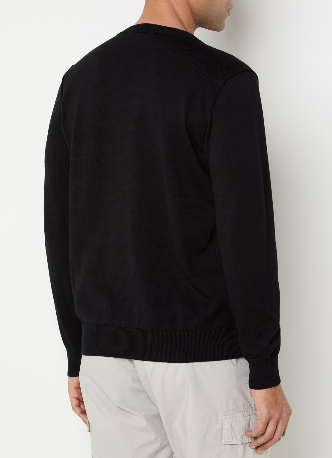 Stone Island 86002 fijngebreide trui met logo - achterkant 5 zwart