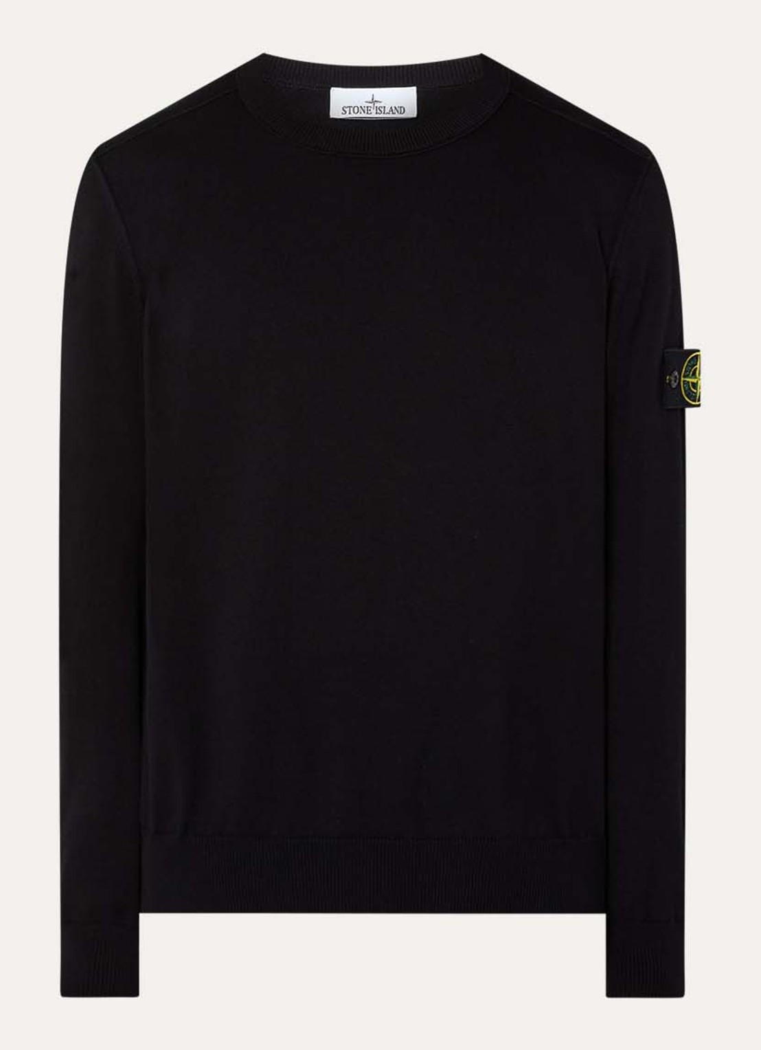 Stone Island 86002 fijngebreide trui met logo - voorkant 3 zwart