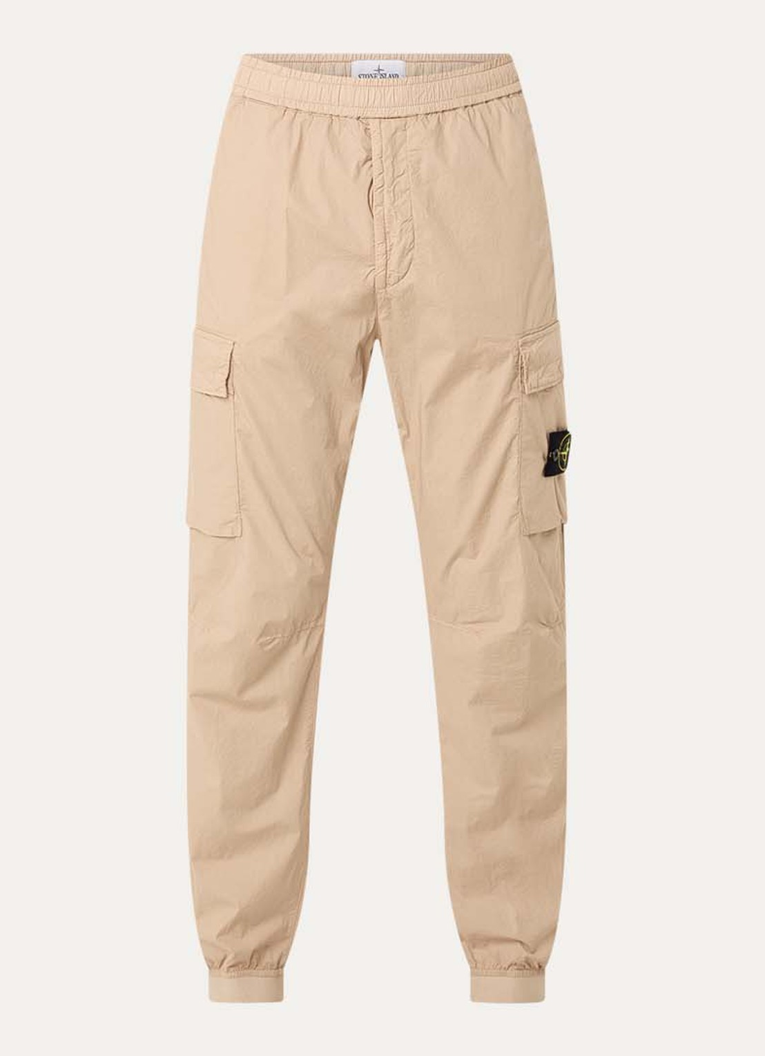 Stone Island 93582 tapered fit cargobroek met steekzakken en logo - voorkant 2 beige