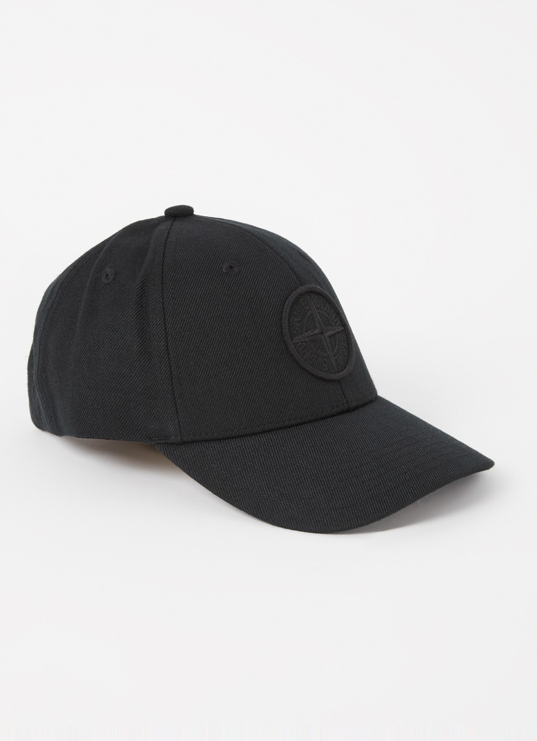 Stone Island 99675 pet in wolblend met logoborduring  - voorkant 2 zwart