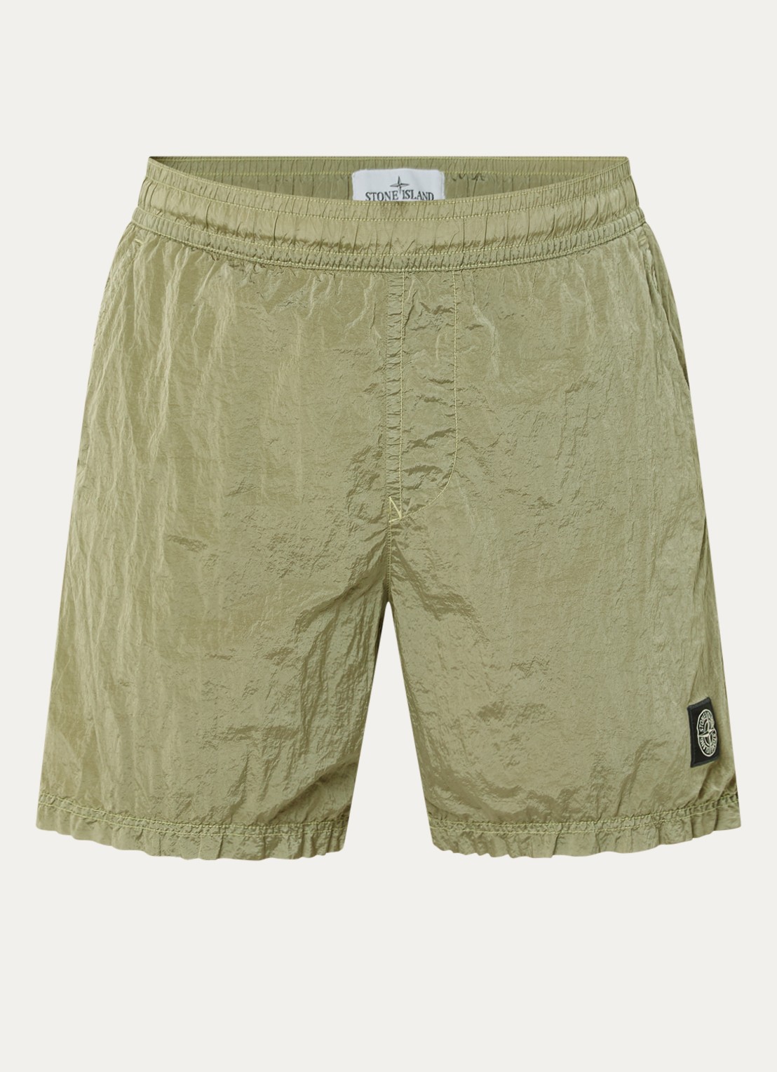 Stone Island B100004 Zwemshort met logo en steekzakken - voorkant 2 olijfgroen
