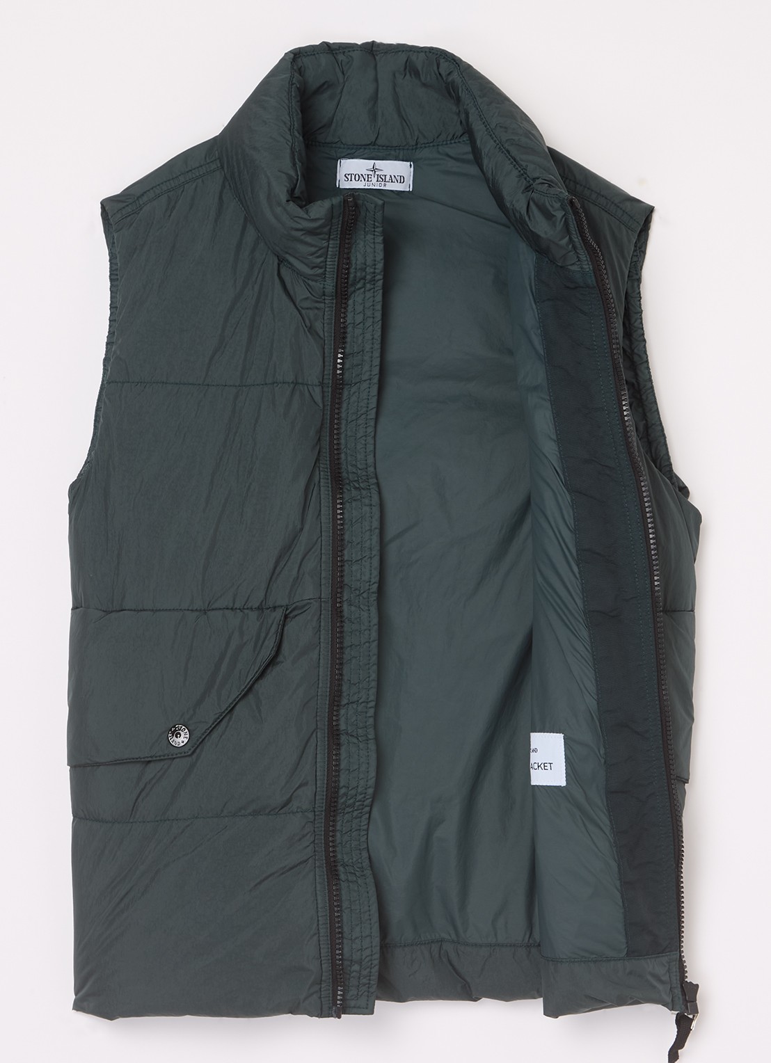 Stone Island G0123 gewatteerde bodywarmer met donsvulling - voorkant 2 bronsgroen