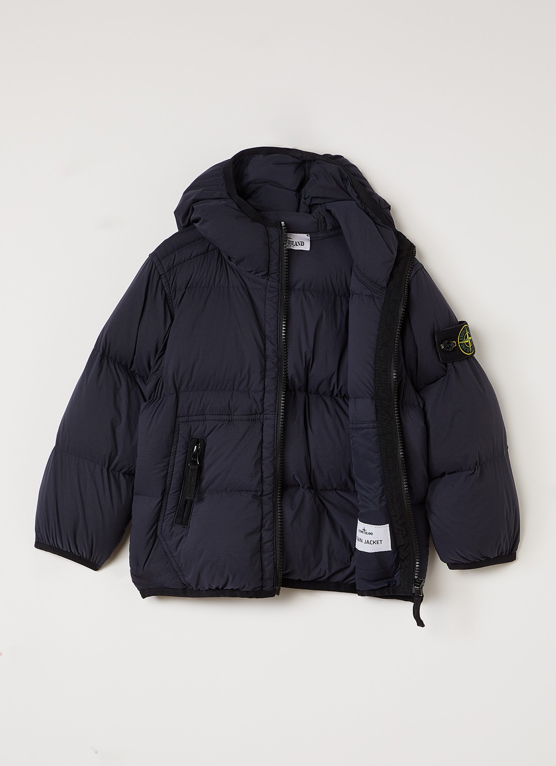 Stone Island Gewatteerd jack met capuchon en ritszakken - voorkant 3 donkerblauw