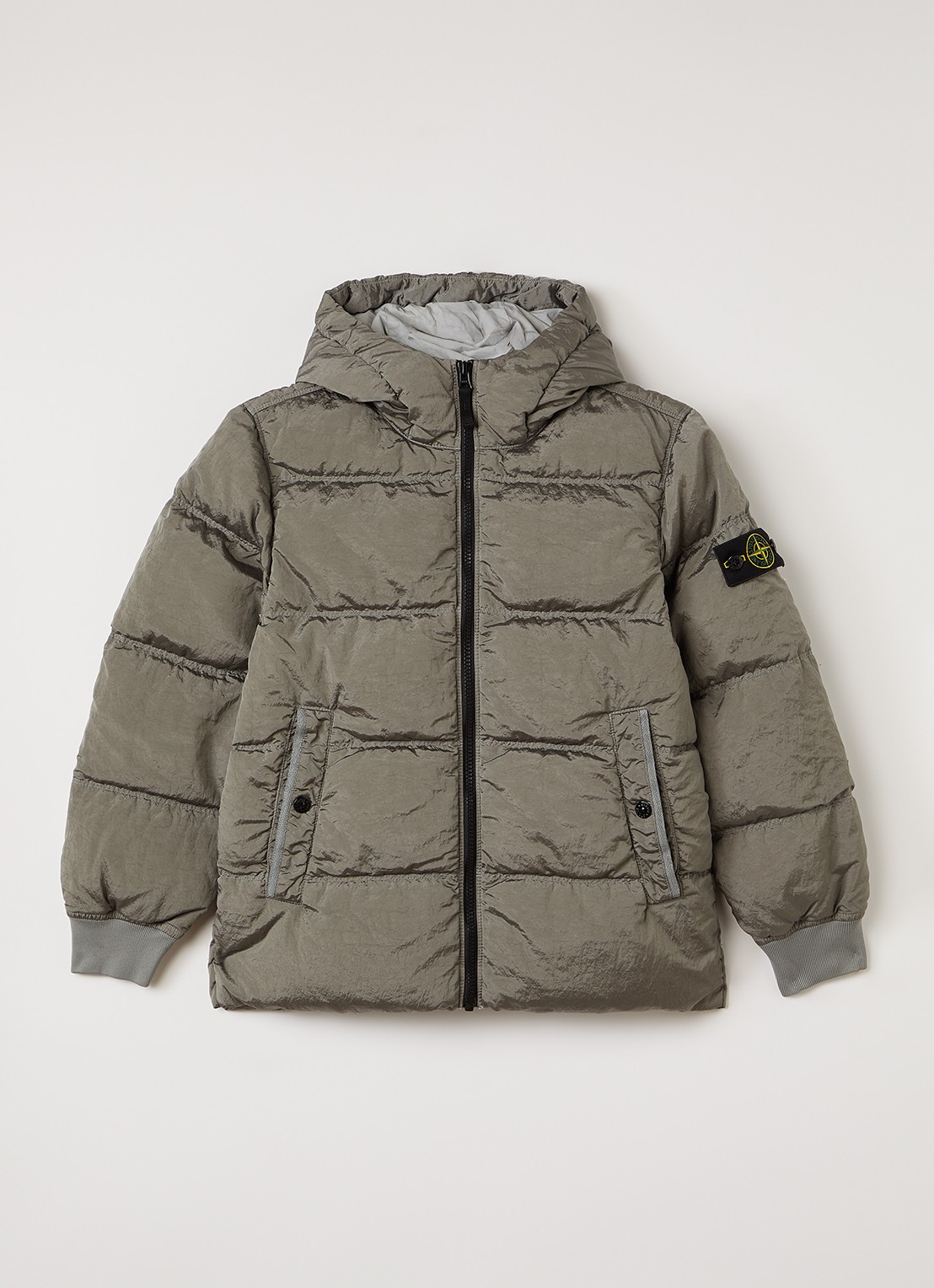 Stone Island Gewatteerd jack met donsvulling - voorkant grijs