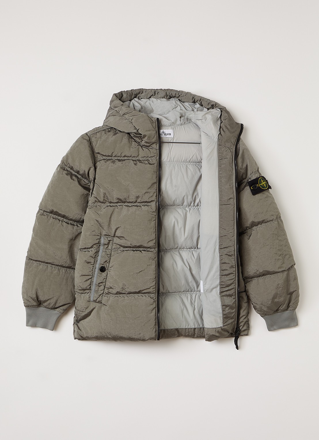 Stone Island Gewatteerd jack met donsvulling - voorkant 2 grijs