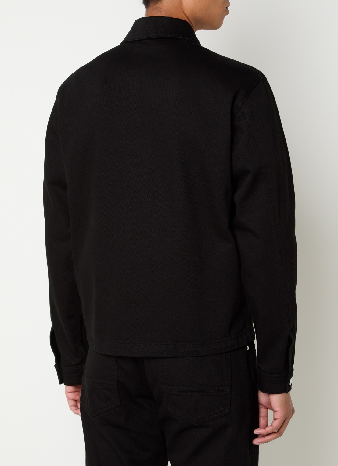 Stone Island K2S15 overshirt van denim met logo en borstzakken  - achterkant zwart