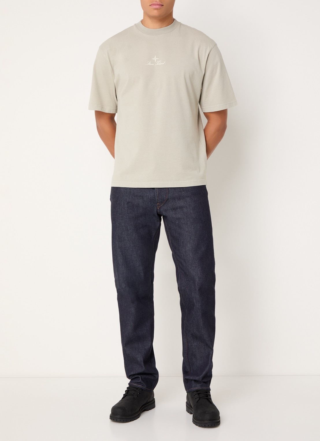Stone Island K2S15 straight leg jeans met steekzakken - voorkant 3 blauw