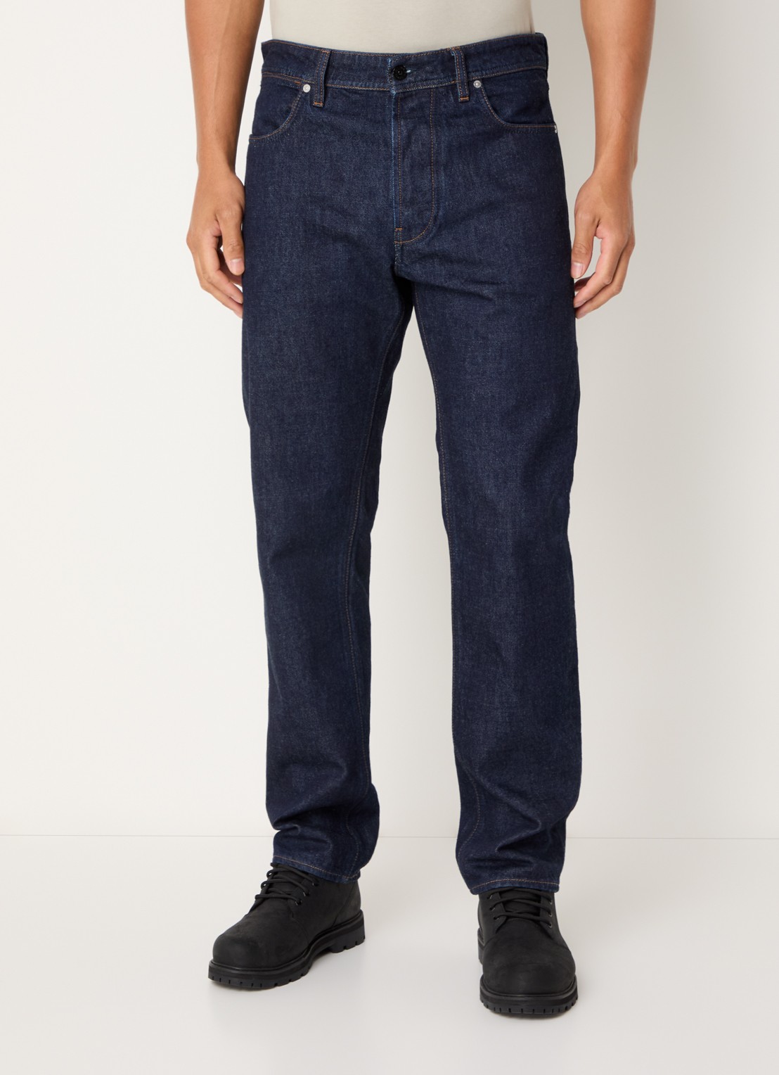 Stone Island K2S15 straight leg jeans met steekzakken - detail 3 donkerblauw
