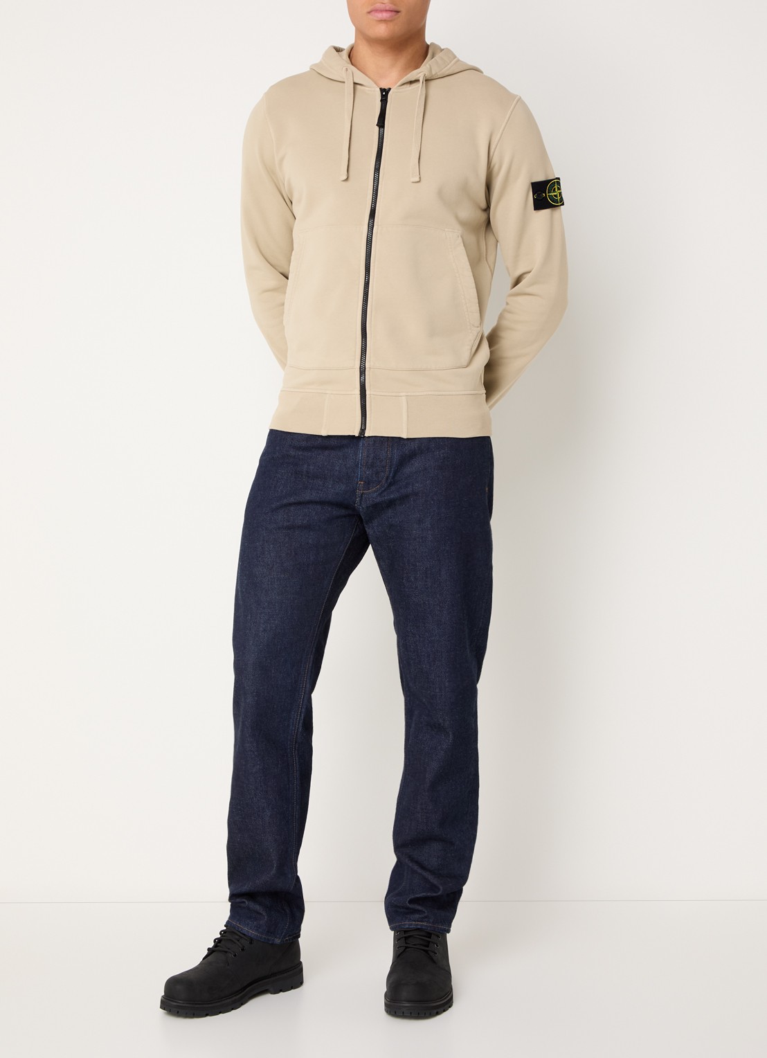 Stone Island K2S15 straight leg jeans met steekzakken - voorkant 2 donkerblauw