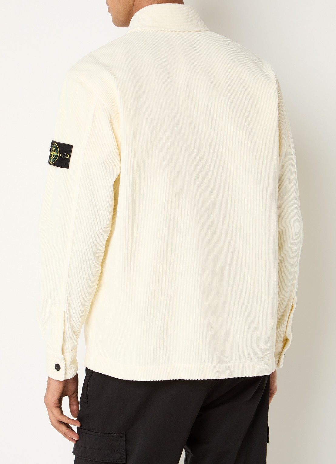 Stone Island Regular fit overshirt van corduroy met borstzak - achterkant 3 ivoor
