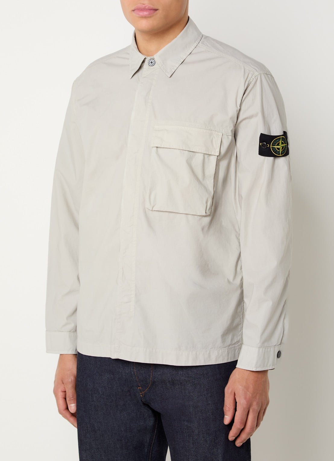 Stone Island S0003 overshirt met borstzak en logo - detail 2 grijs