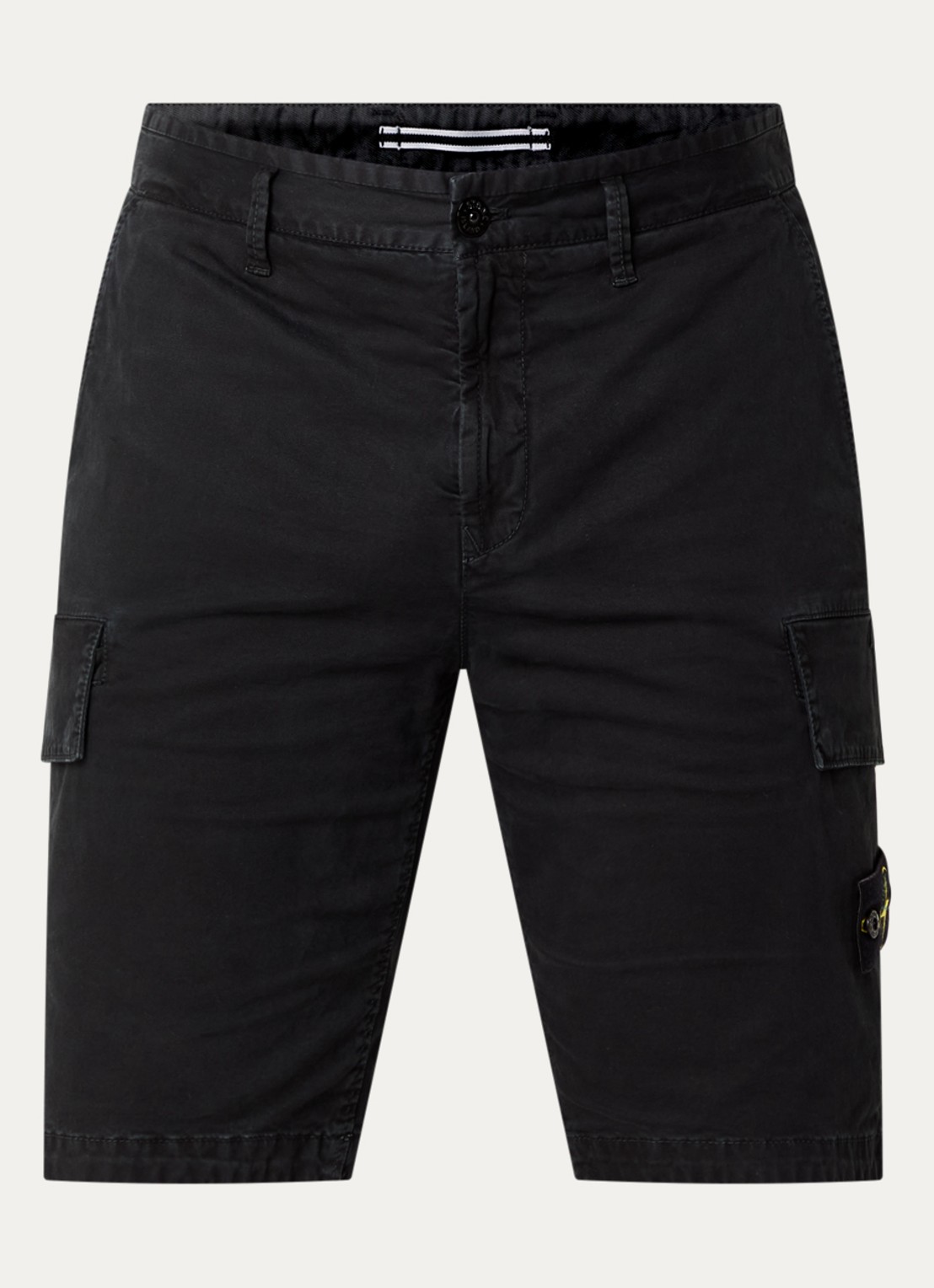 Stone Island S0004 straight fit korte broek met logo en steekzakken - voorkant 2 zwart